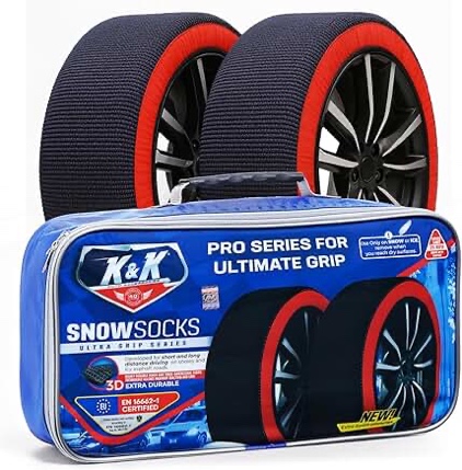 K&K Automotive Snow Socks Pro Series XL Ultimate Winter Grip Durable Washable