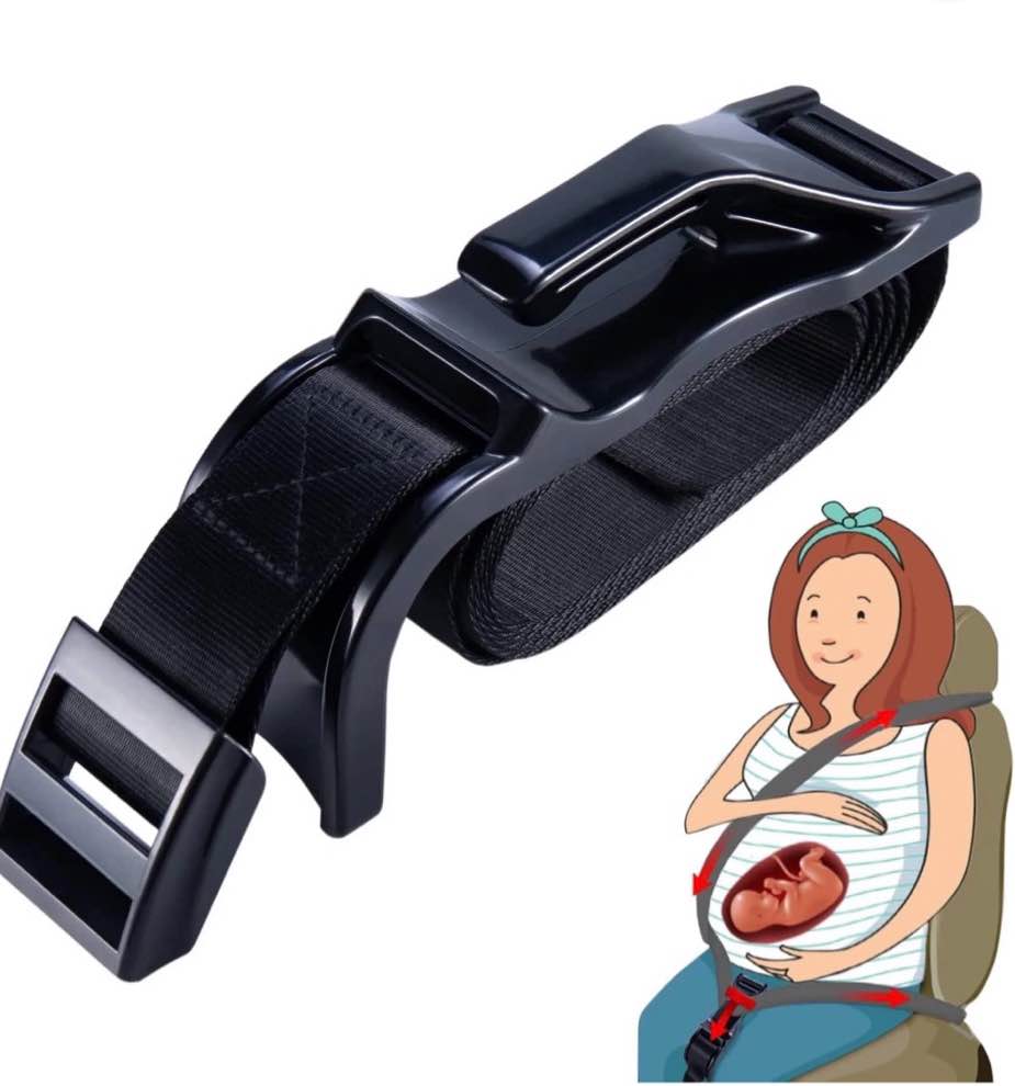 HQinX Maternity Seat Belt Adjuster, Car Bump Strap for Pregnant Women, Belly Protection, Prevent Abdominal Compression (Black)