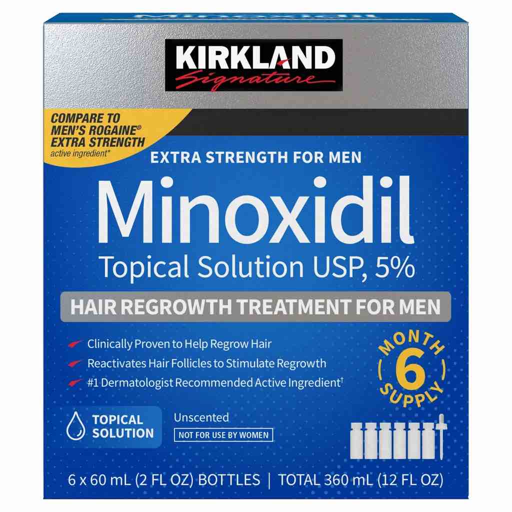 6 Months Kirkland Minoxidil 5 percentage Extra Strength Hair Loss Regrowth Treatment