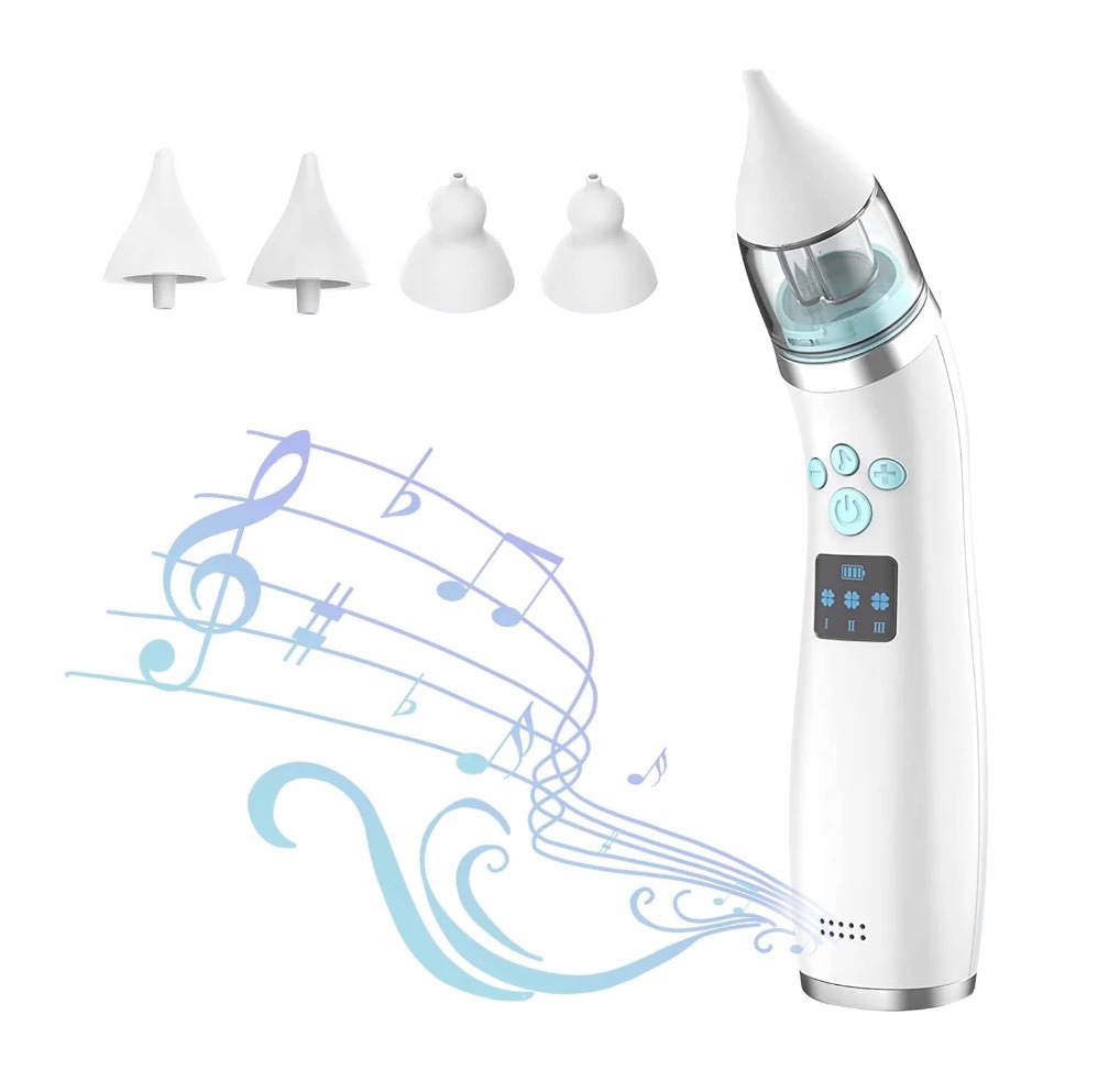 Rirool Baby Nasal Aspirator – Rechargeable Baby Nose Cleaner with Music, 3 Suction Levels & 4 Silicone Tips