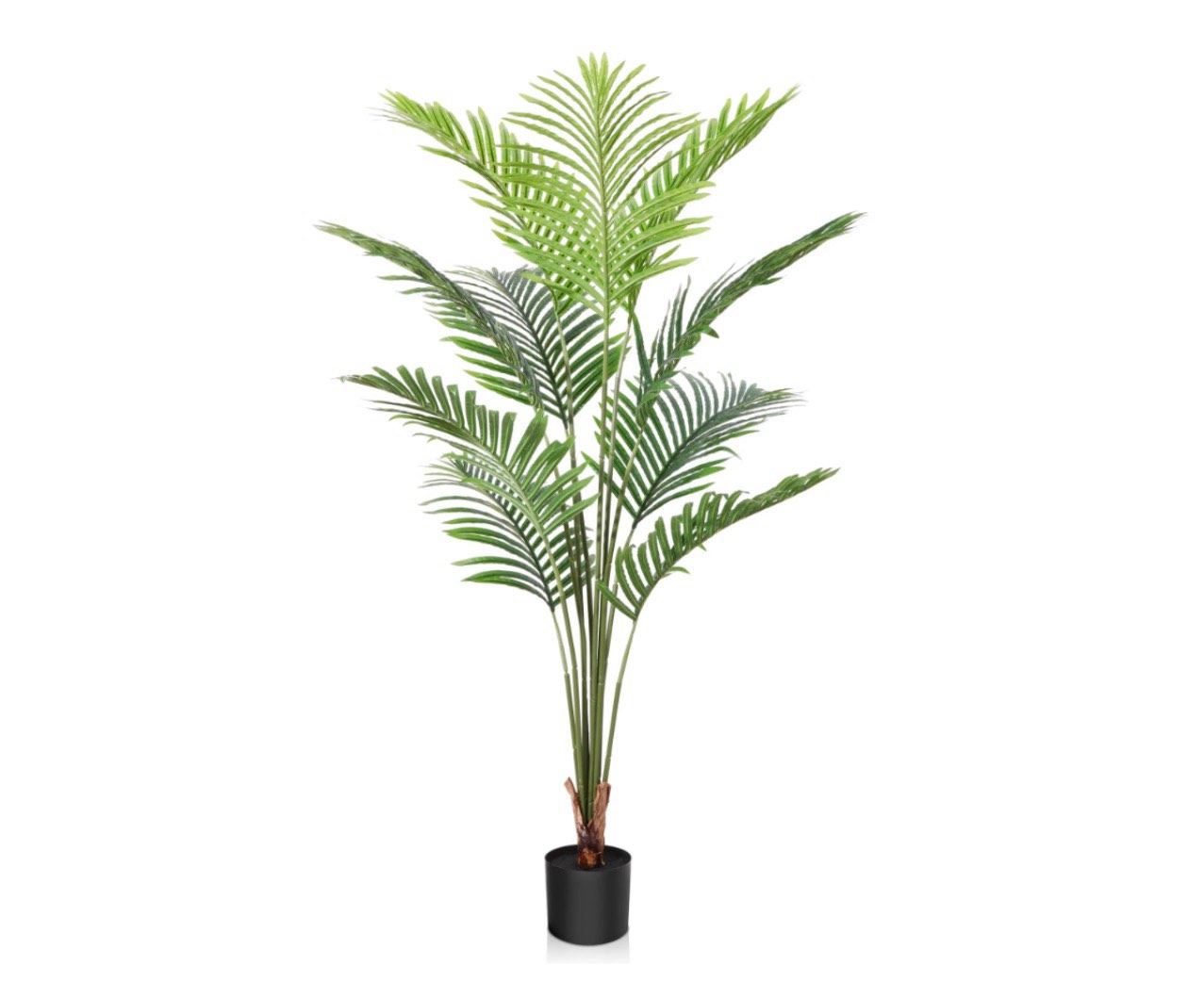 dr.planzen 5ft artificial palm tree indoor plant tall fake tropical paradise palm tree in pot, faux areca palm tree for home office living room bedroom farmhouse modern decor