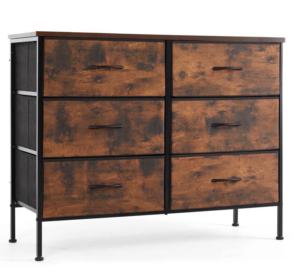 concetta 6 fabric drawers, dresser for bedroom chest of dresser tv stand for living room, nightstand for bed, rust