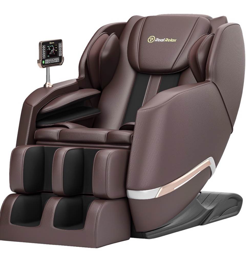 real relax full body zero gravity shiatsu recliner electric massage chair  brown