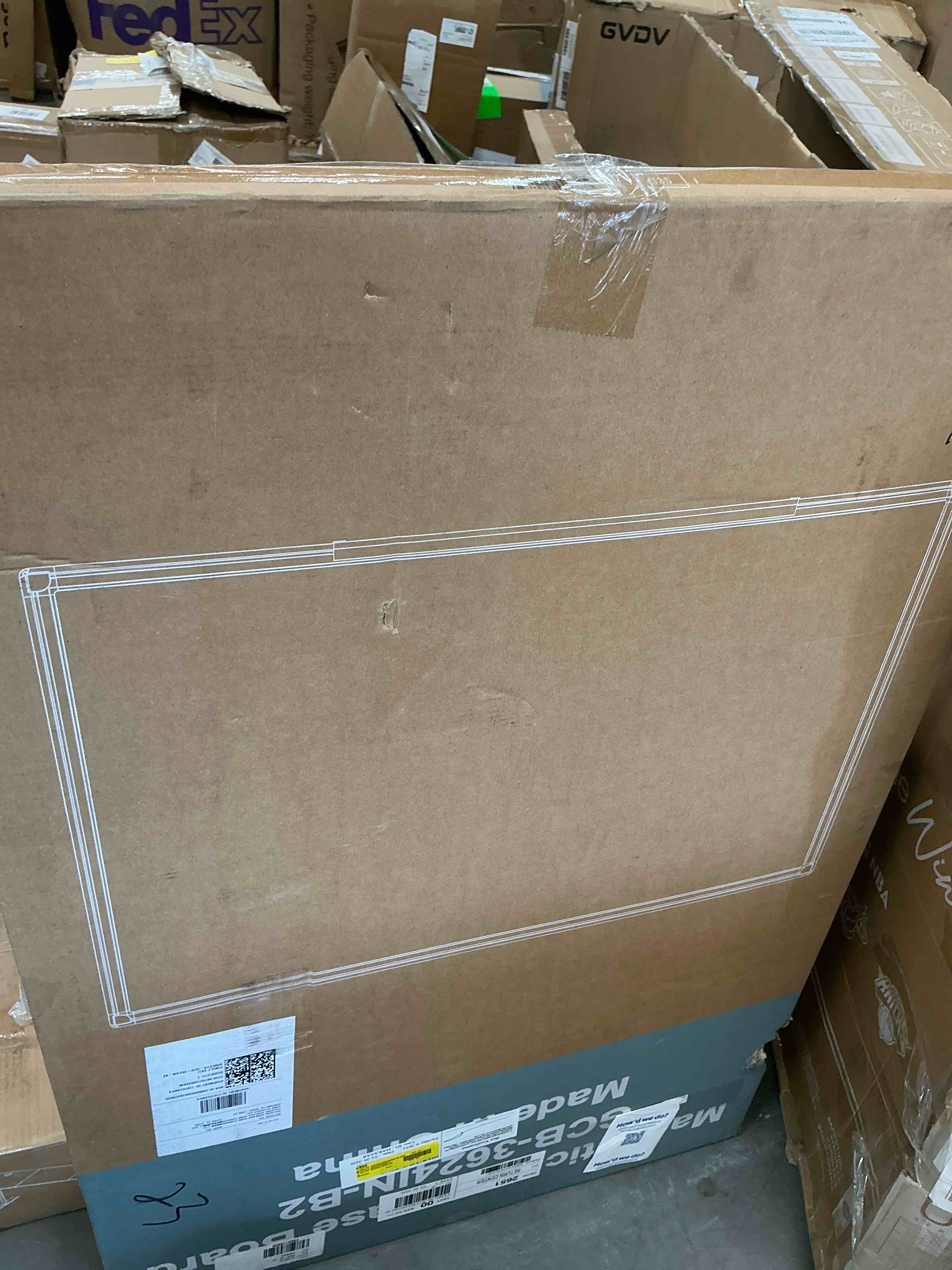 Condition photo showing New/Like New for edx magnetic dry erase board  36 x 24 inches  two mounting 0ptions  horizontal or vertical?with left and right removable pen tray  silver aluminium frame  white