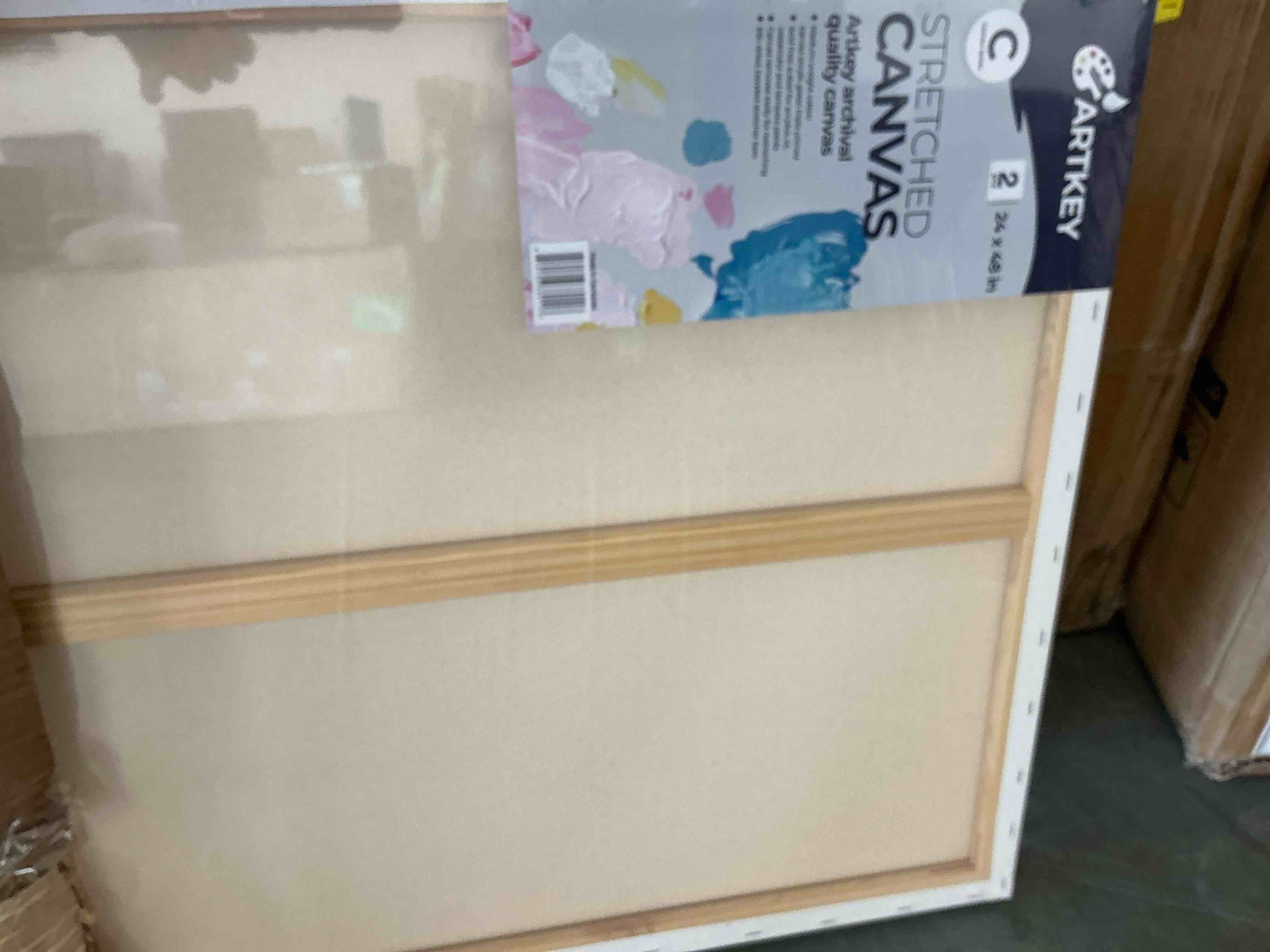 Condition photo showing New/Like New for artkey stretched canvas  24 x48 -2 pack  triple primed acid-free 102% cotton blank canvas for painting  gift for adult & kids 3-15 years old