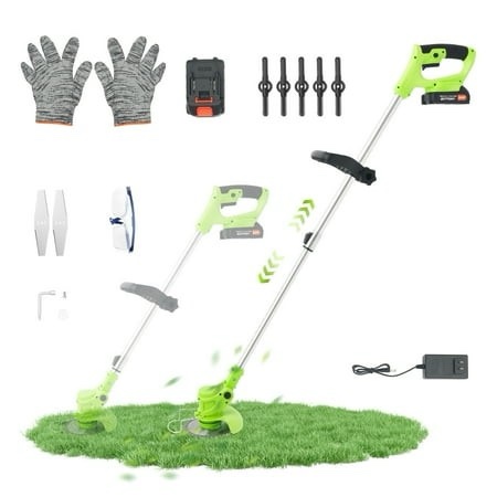 chichomey weed wacker and string trimmer brushless motor 3 blades adjustable length - lightweight lawn edger & brush cutter for yard and garden