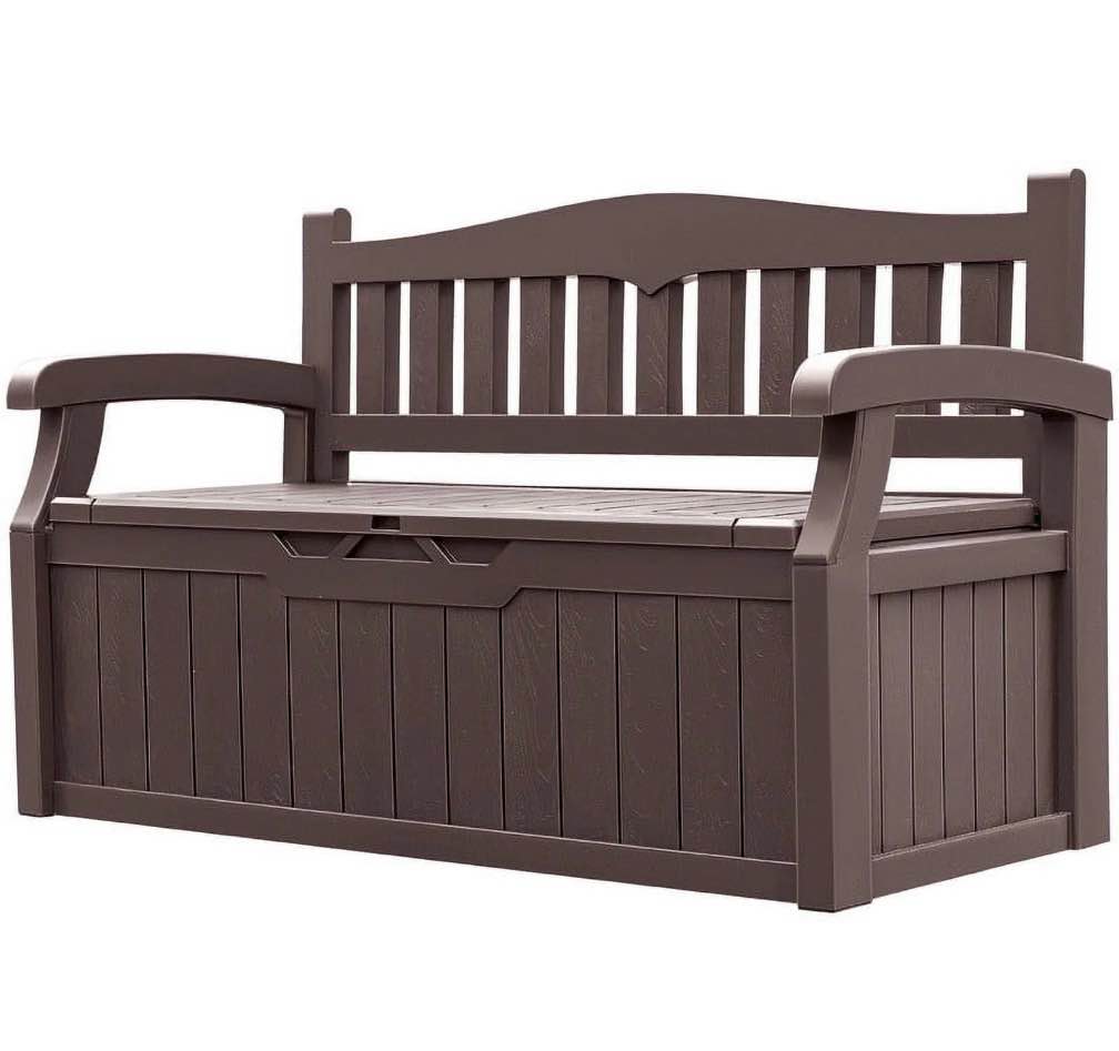 Homall 80 Gallon Plastic Storage Bench Made Of Durable Weatherproof Resin And Deck-Box Organized Storage Compartment For Outdoor Patios And Lawns,Brown