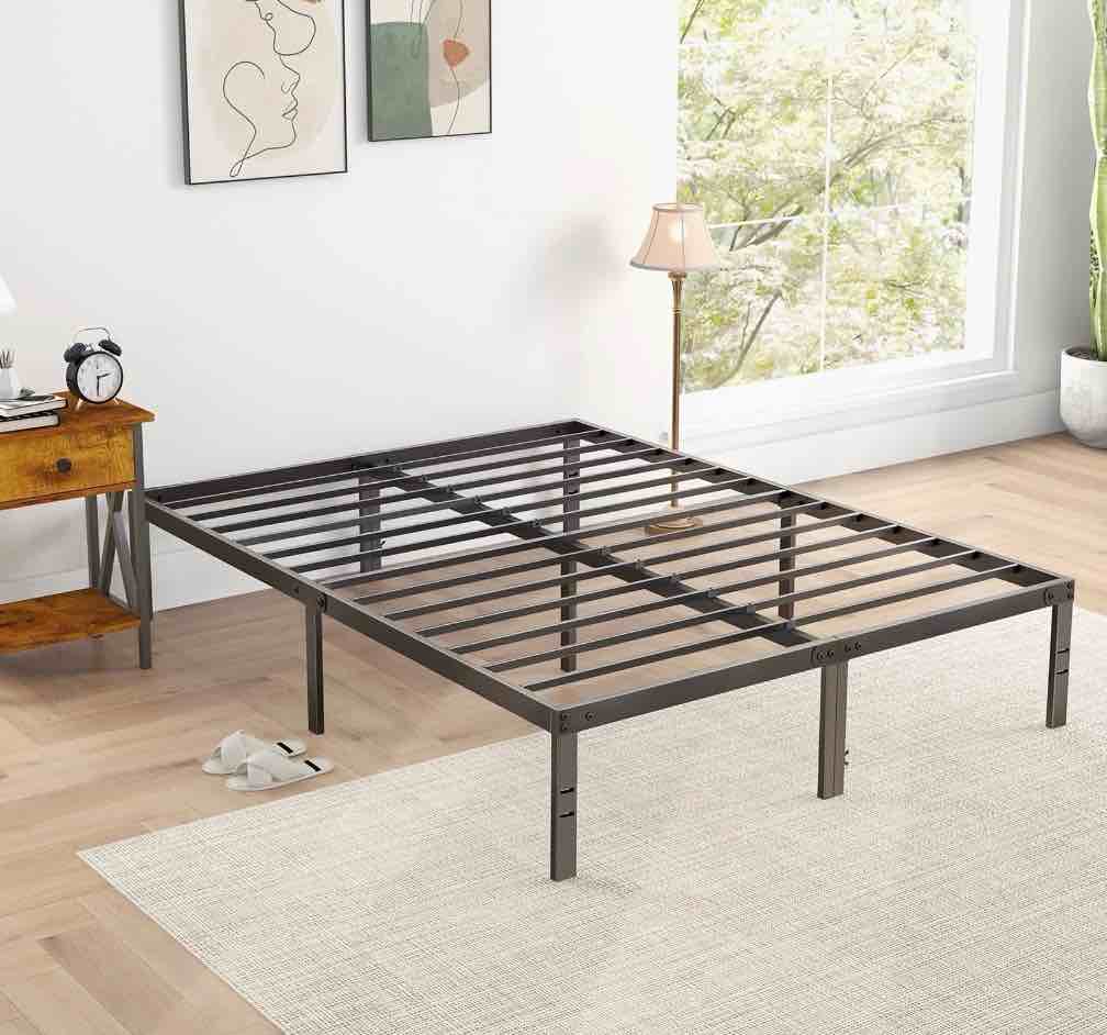 edx Bed Frame - Full Size Heavy Duty Platform Bed with Underbed Storage, 14-Inch High Steel Slat Support, Non-Slip Design, No Box Spring Required