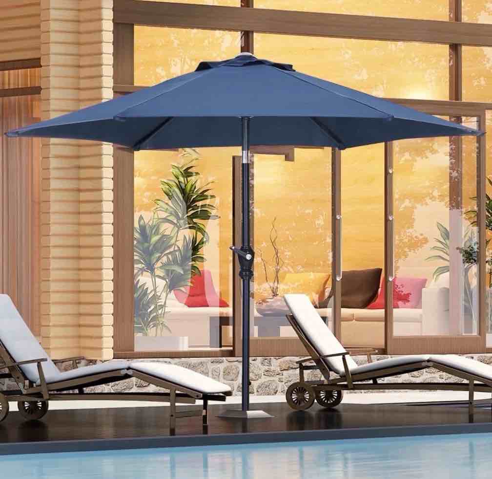 Ainfox 7.5ft Navy Blue Patio Umbrella Outdoor Table Umbrella with Tilt  Crank  Waterproof & UV-Proof