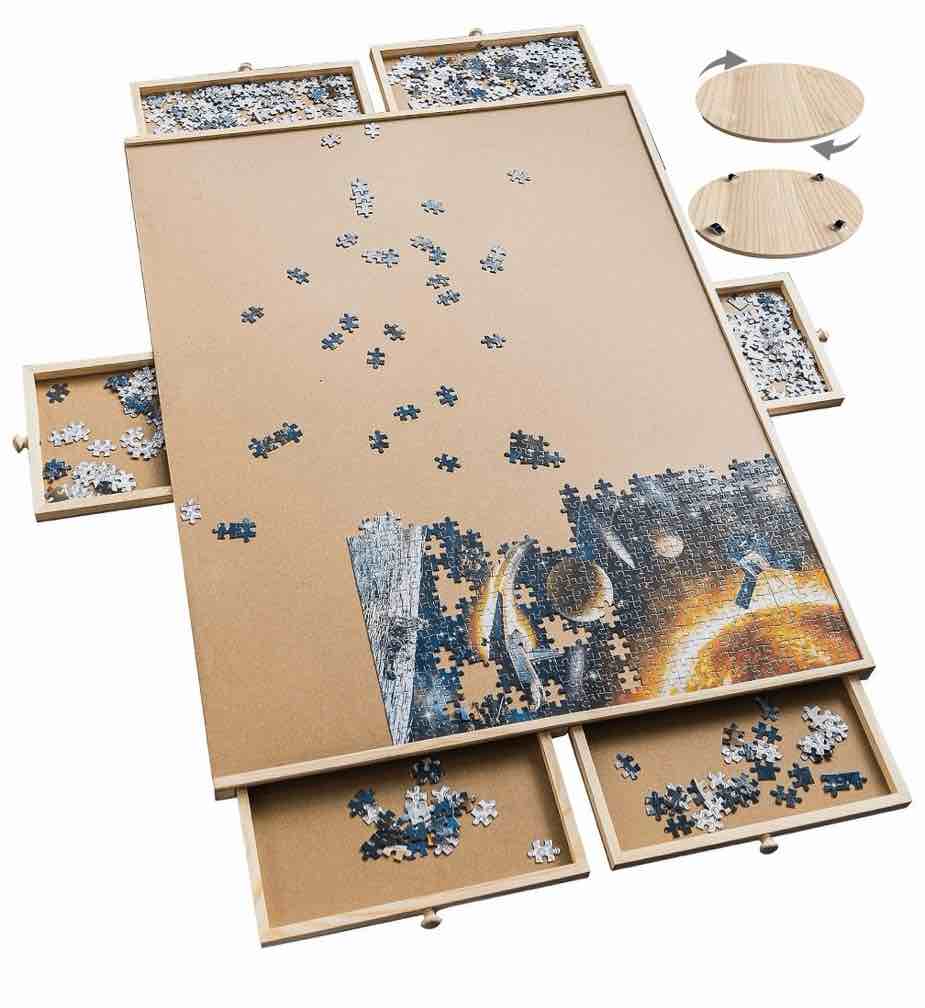 Dazzle Bright 27  x 35 Rotating Puzzle Board with Drawers(hold 1500 pcs puzzles) with 6 Sliding Drawer