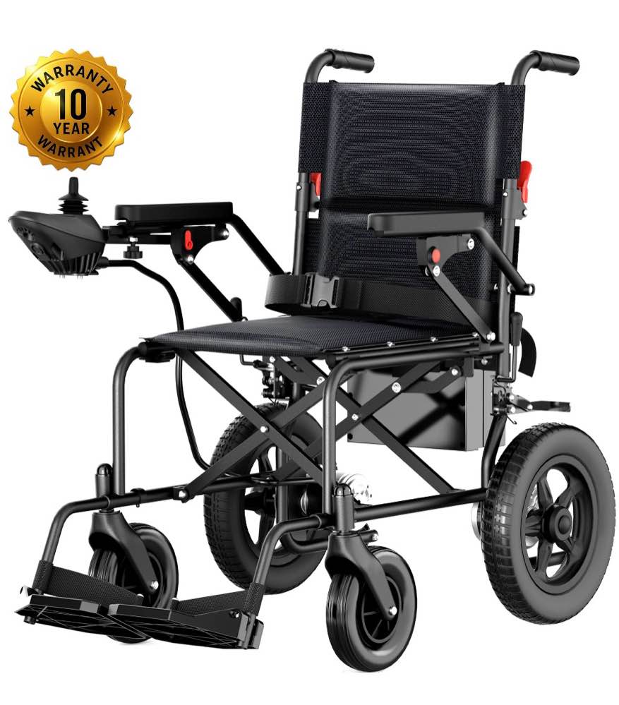sacvon foldable electric wheelchair for seniors, all terrain motorized wheelchair for seniors with detachable battery,airline approved