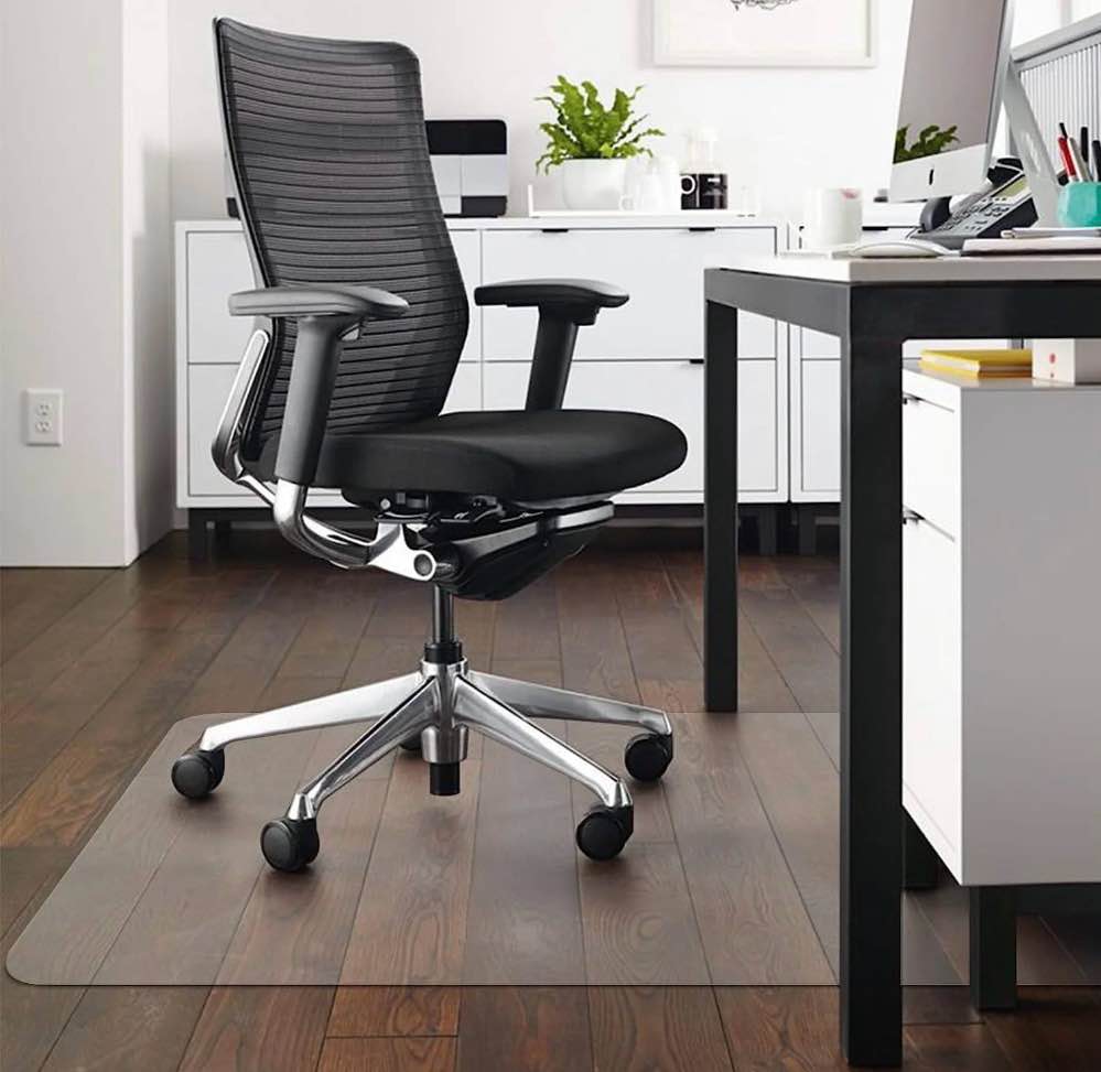 kibhous office mat for hardwood floor, 36" x 48" rectangle clear chair mat ,matte, pvc