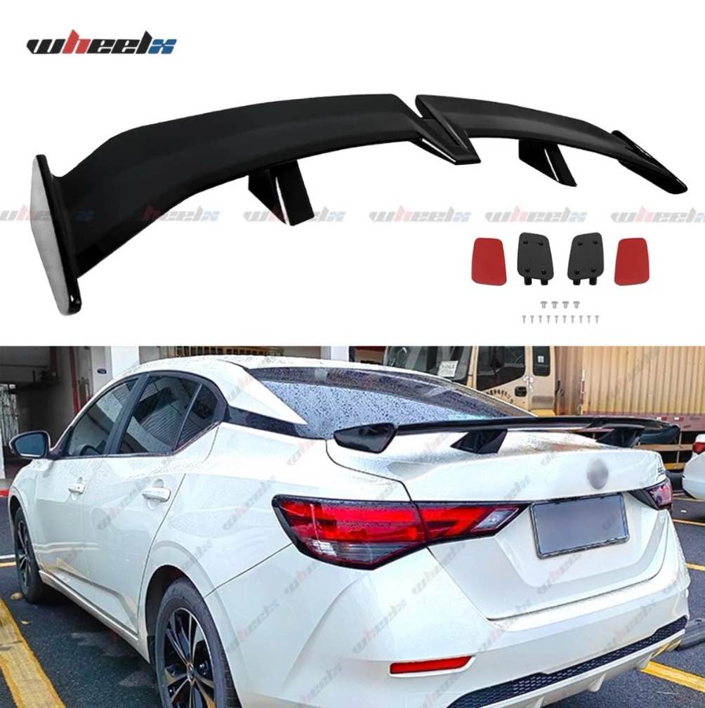 universal 55  rear trunk spoiler wing glossy black gt racing spoiler decklid lip exterior accessories compatible with mazda nissan sentra toyota camry honda civic dodge charger (tape install)