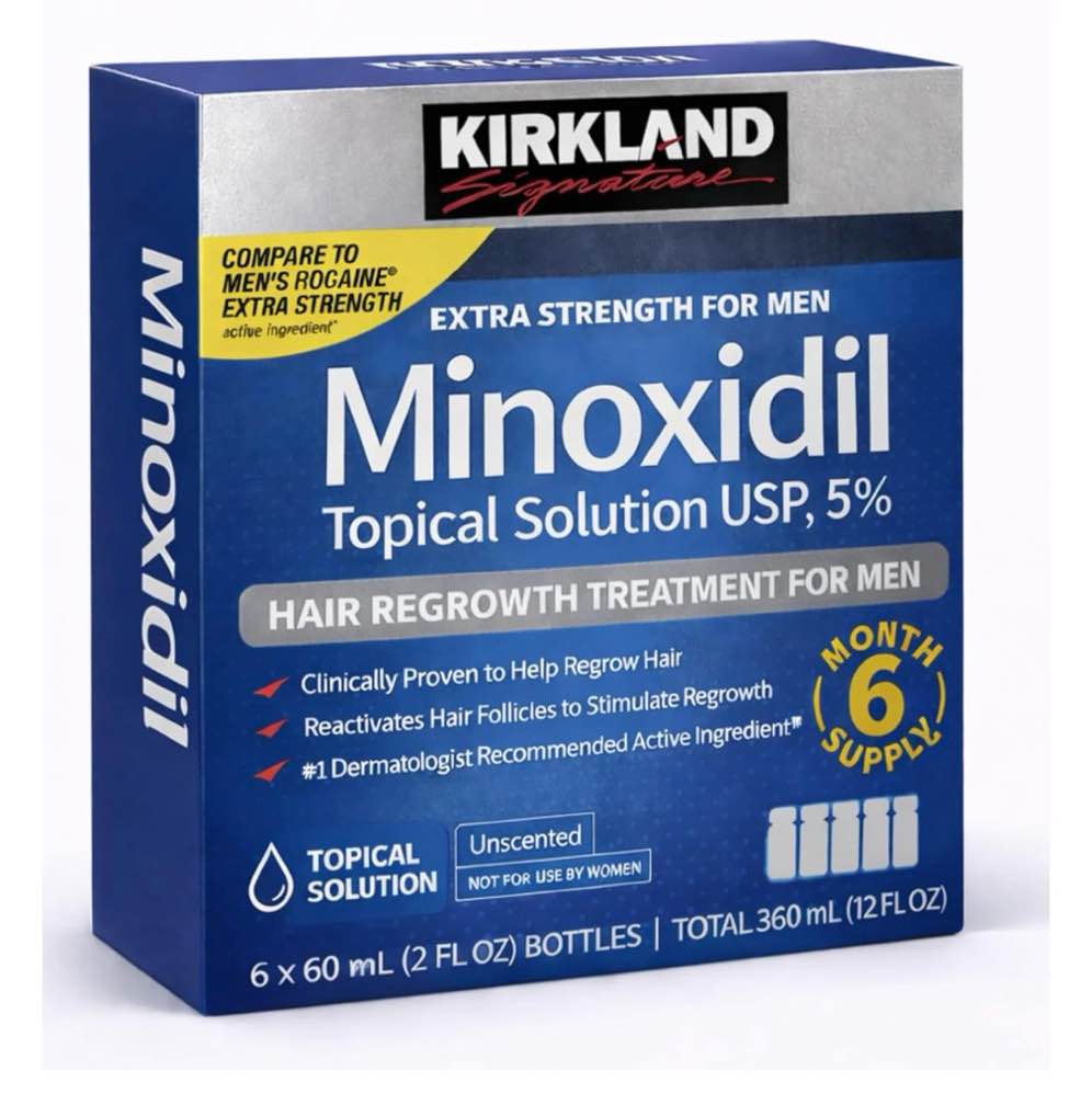 kirkland signature - 5% minoxidil for men hair regrowth treatment topical solution - 6 month supply