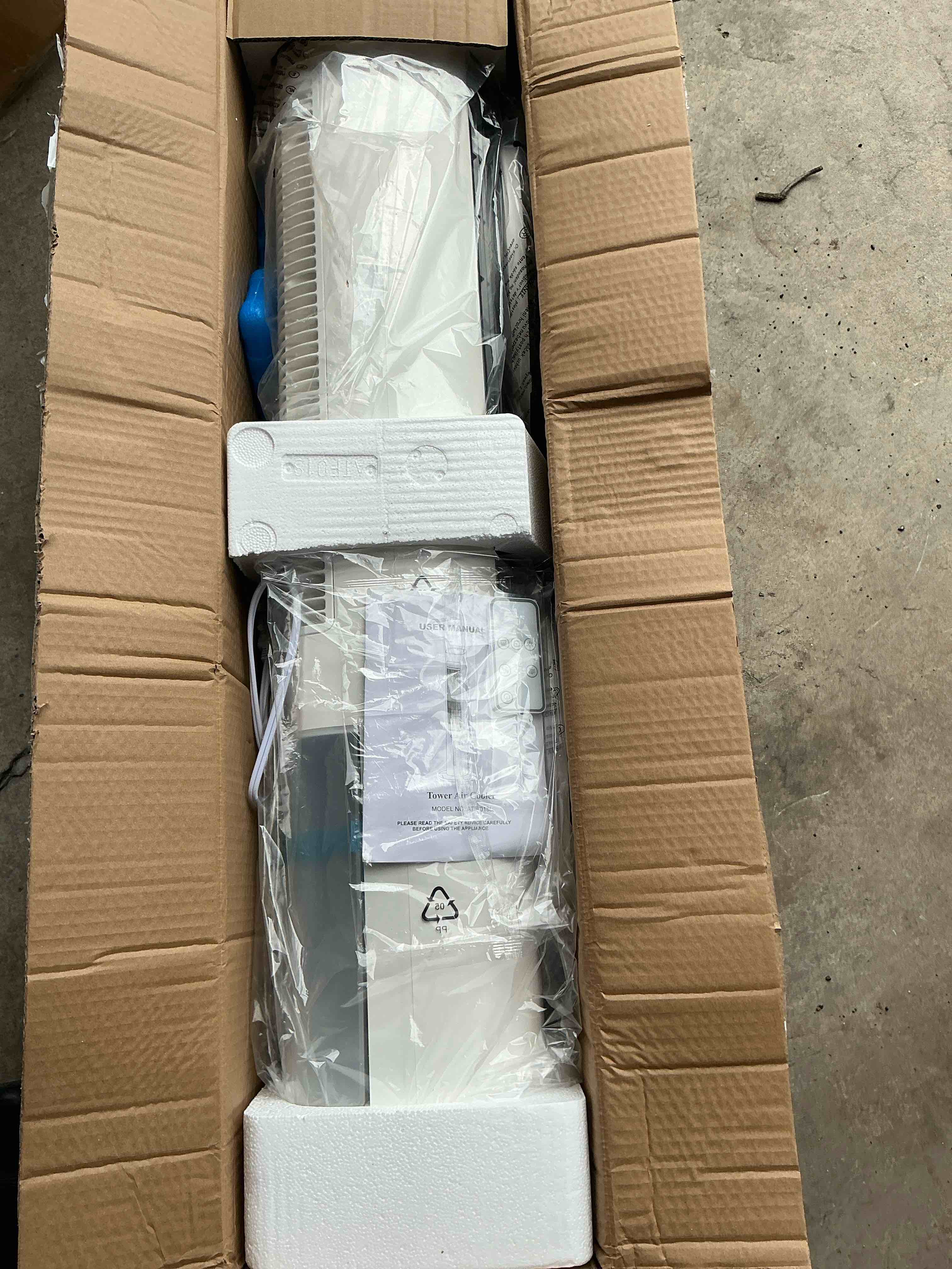 Condition photo showing New/Like New for 40" evaporative air cooler with remote, quiet swamp coolers with 3 modes, portable air conditioner 70° oscillation equipped aroma box, white