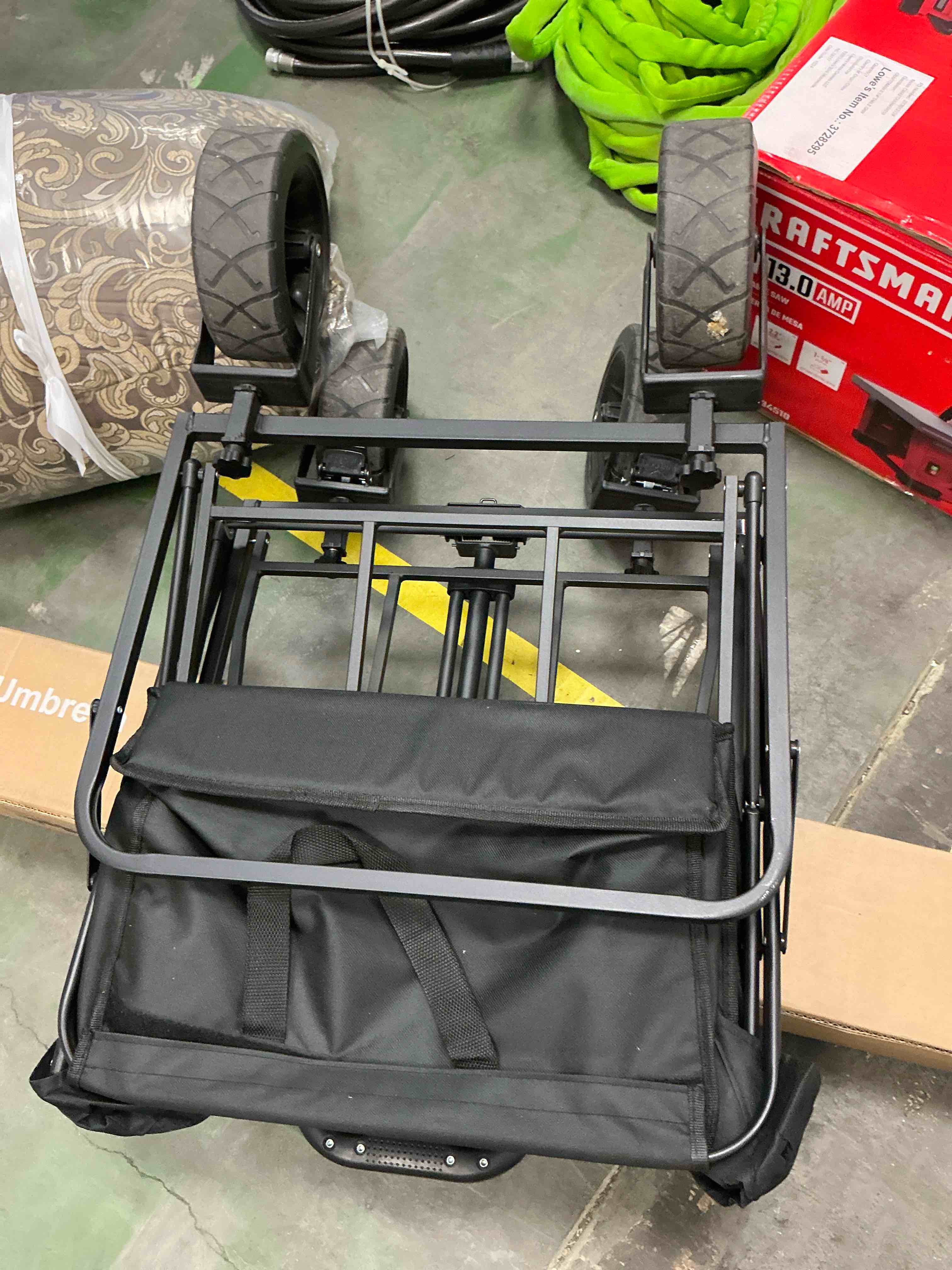 Condition photo showing Good Condition for qunler 560lbs collapsible folding wagon big bucket beach cart heavy duty large capacity garden wagon with multi-terrain brake wheels for outdoor cam
