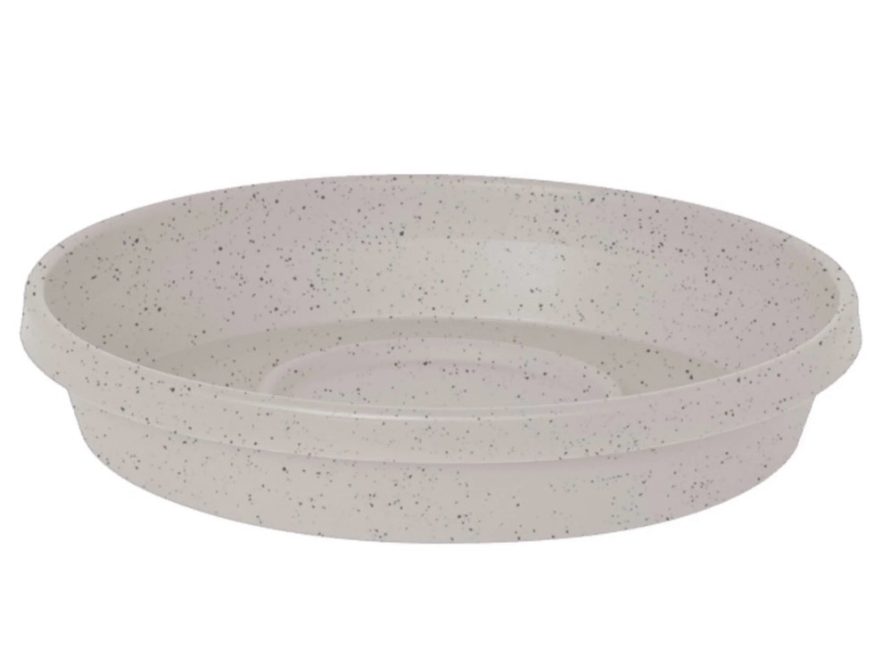 bloem 24" terra round plant saucer, lightweight uv-resistant resin outdoor & indoor flower pot tray - fits 24-inch planter pots, vanilla bean