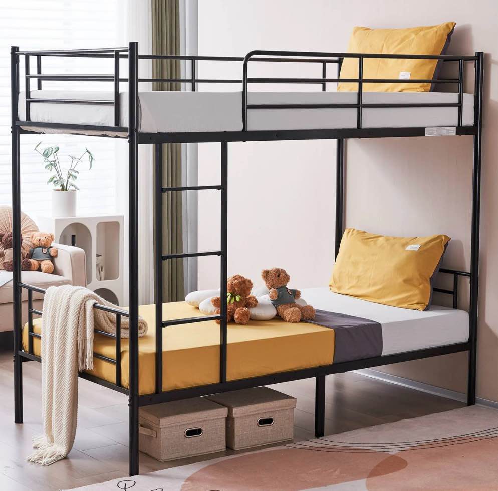 zimtown twin over twin steel bunk beds frame 78 x 42 x 65 with ladder bedroom dorm room for kids adult children