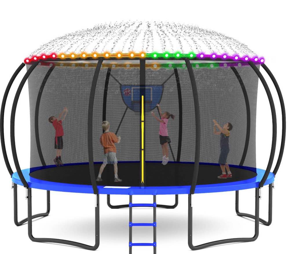 gvdv 14” outdoor recreational trampoline, backyard pumpkin trampoline for kids & adults