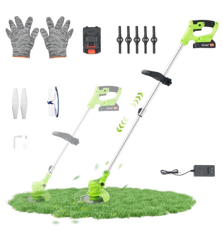 chichomey weed wacker and string trimmer, brushless motor, 3 blades, adjustable length - lightweight lawn edger & brush cutter for yard and garden