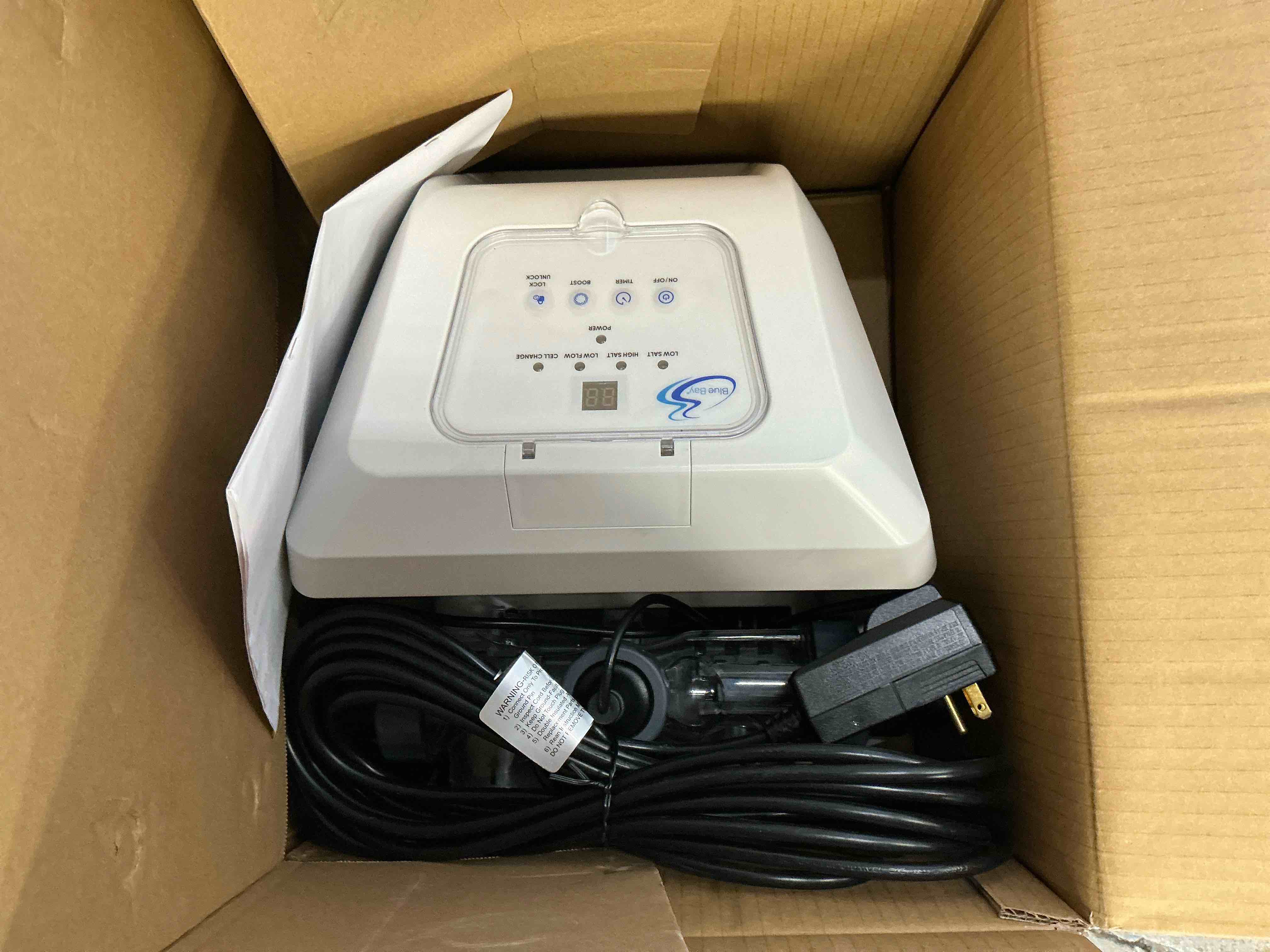 Condition photo showing Good Condition for bluebay saltwater chlorinator for above ground pools, saltwater pool system with built-in timer for pools up to 7,000 gallons, ipx5 certified