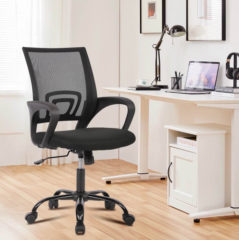 jonpony ergonomic office chair, lumbar support, adjustable height with armrests for adults,black