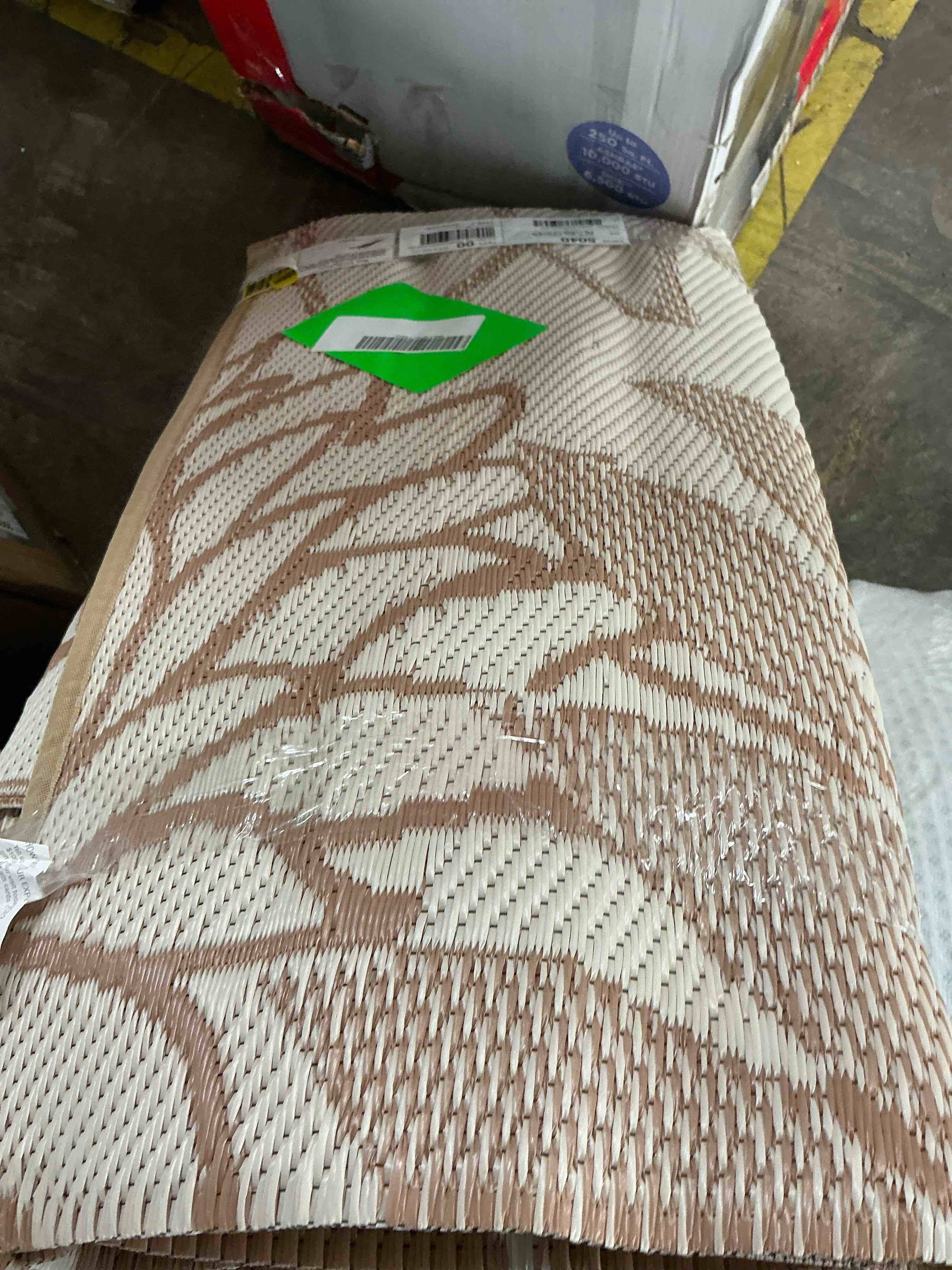 Condition photo showing Good Condition for ileading outdoor rugs for patios clearance 9'x12' waterproof patio mat plastic straw rug reversible rv camping tent rug outside area rug for rv, patios,deck, beach,balcony, camping