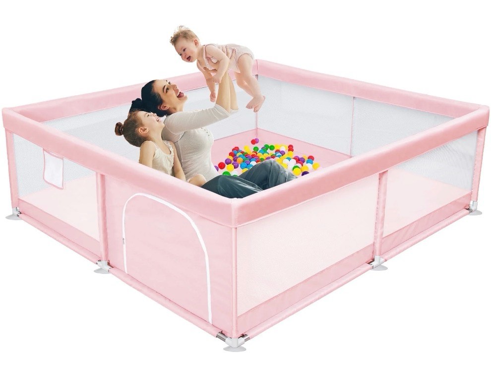 babyeap baby playpen large play yard fence for toddlers,50"x50" pink