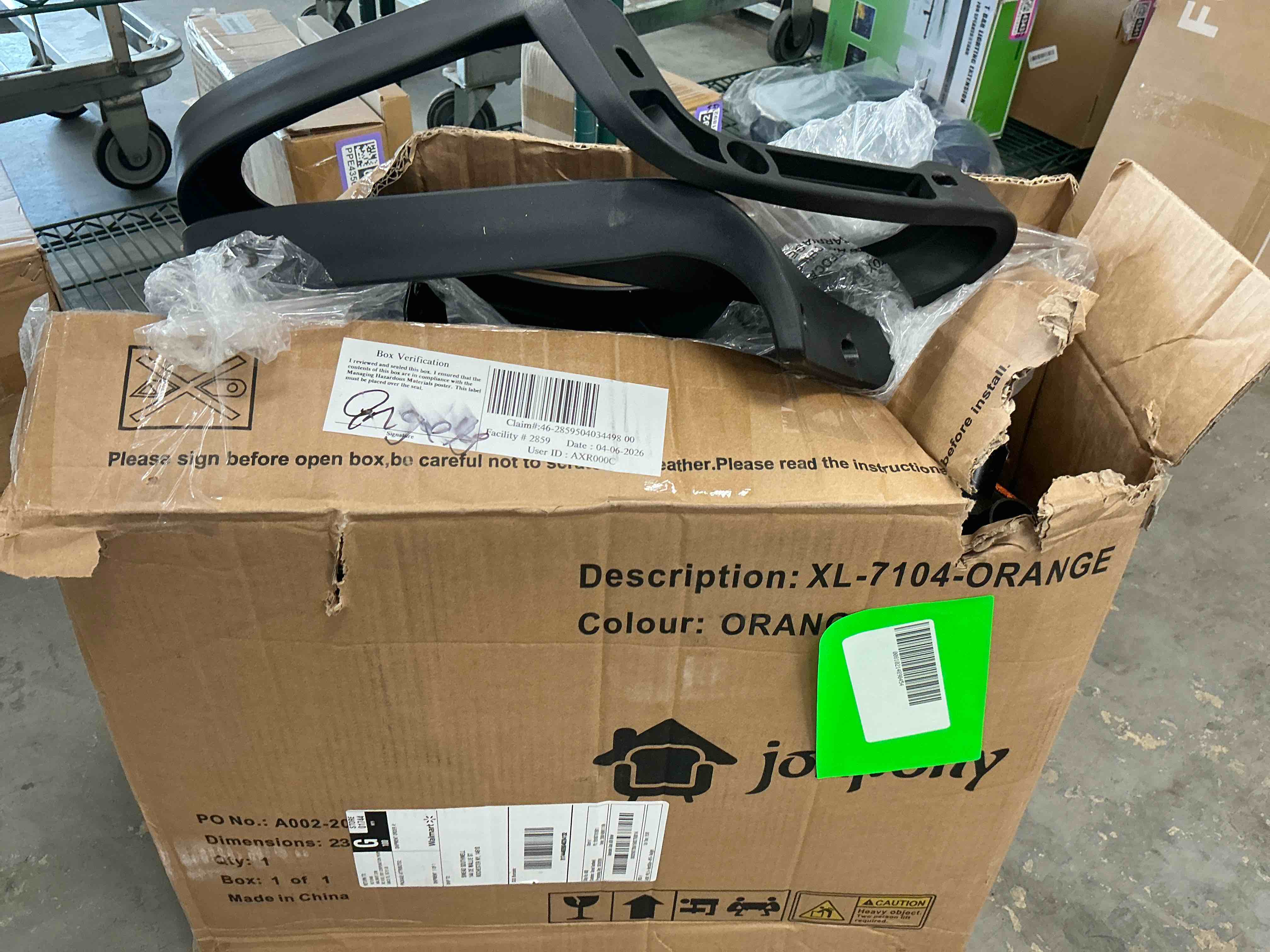 Condition photo showing Good Condition for jonpony ergonomic office chair, lumbar support, adjustable height with armrests for adults,orange