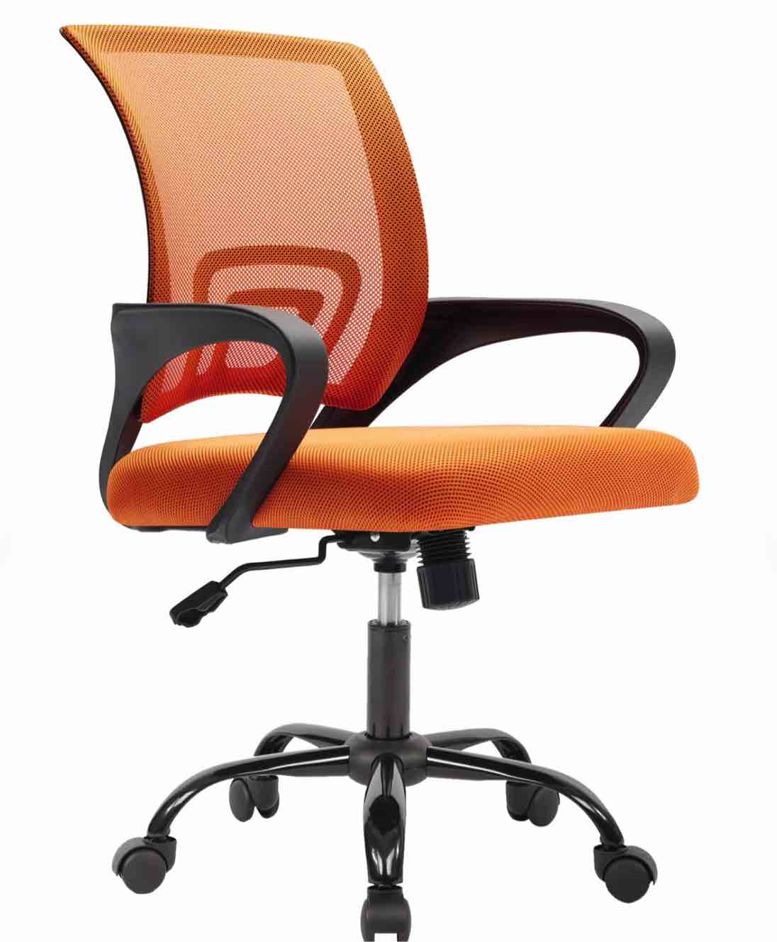jonpony ergonomic office chair, lumbar support, adjustable height with armrests for adults,orange 