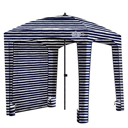 Condition photo showing New/Like New for qipi beach cabana - easy to set up canopy  waterproof  portable 6  x 6  beach shelter  included side wall  shade with upf 50+ uv protection  ultimate sun umbrella - for kids  family - sailor stripes