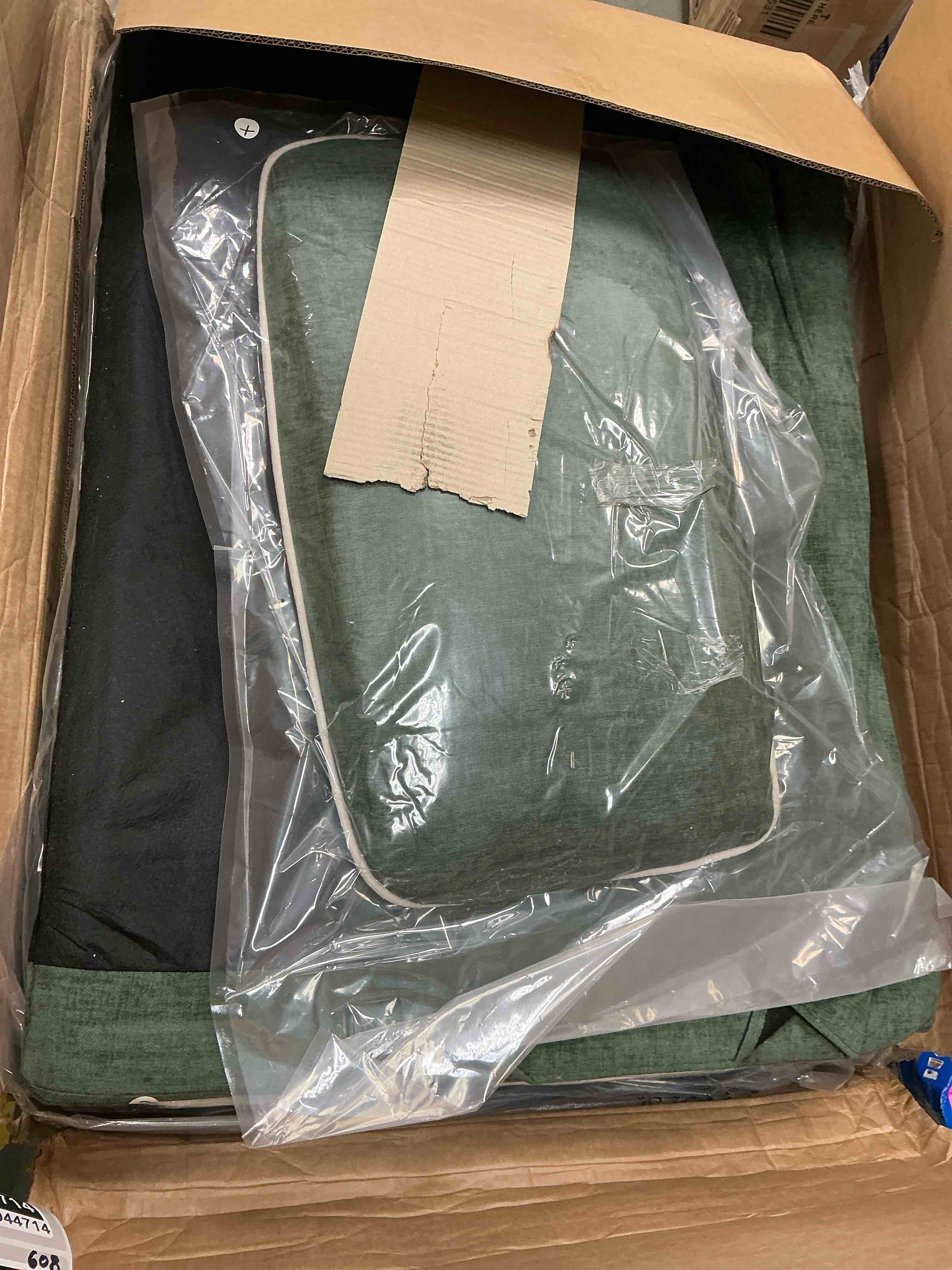 Condition photo showing New/Like New for ktaxon 84" sofa, linen fabric deep seat couch with lumbar pillows, oversized loveseat for small spaces, living room green
