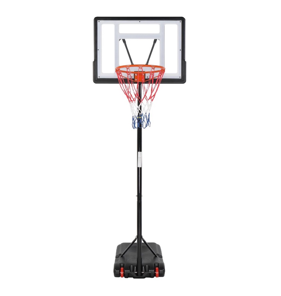 ktaxon 33 in. portable basketball hoop stand  6.5-8 ft adjustable basketball goal system  with pvc backboard indoor/outdoor