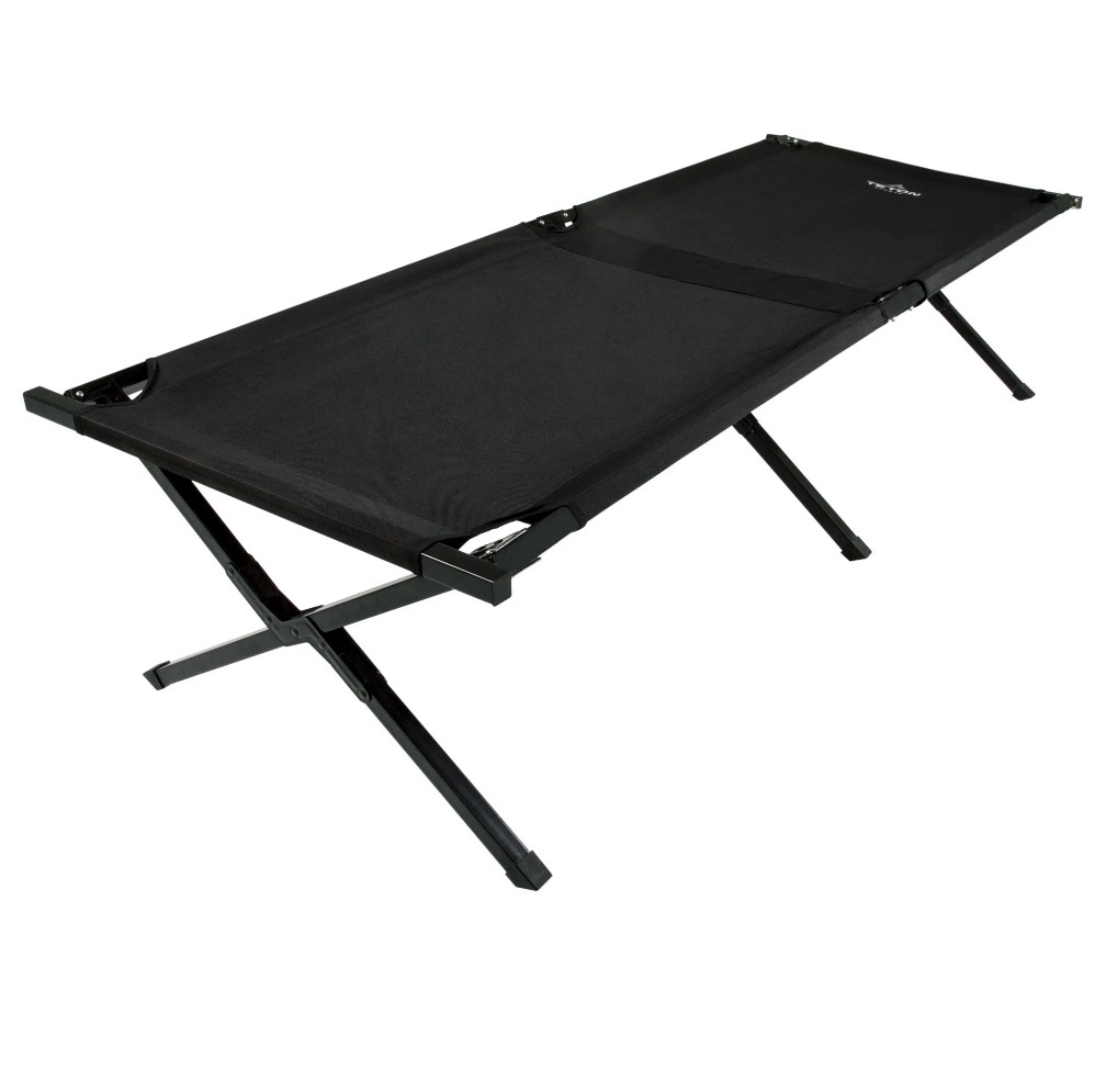 teton adventurer cot – lightweight folding camping cot with steel frame, easy setup & carry bag, black