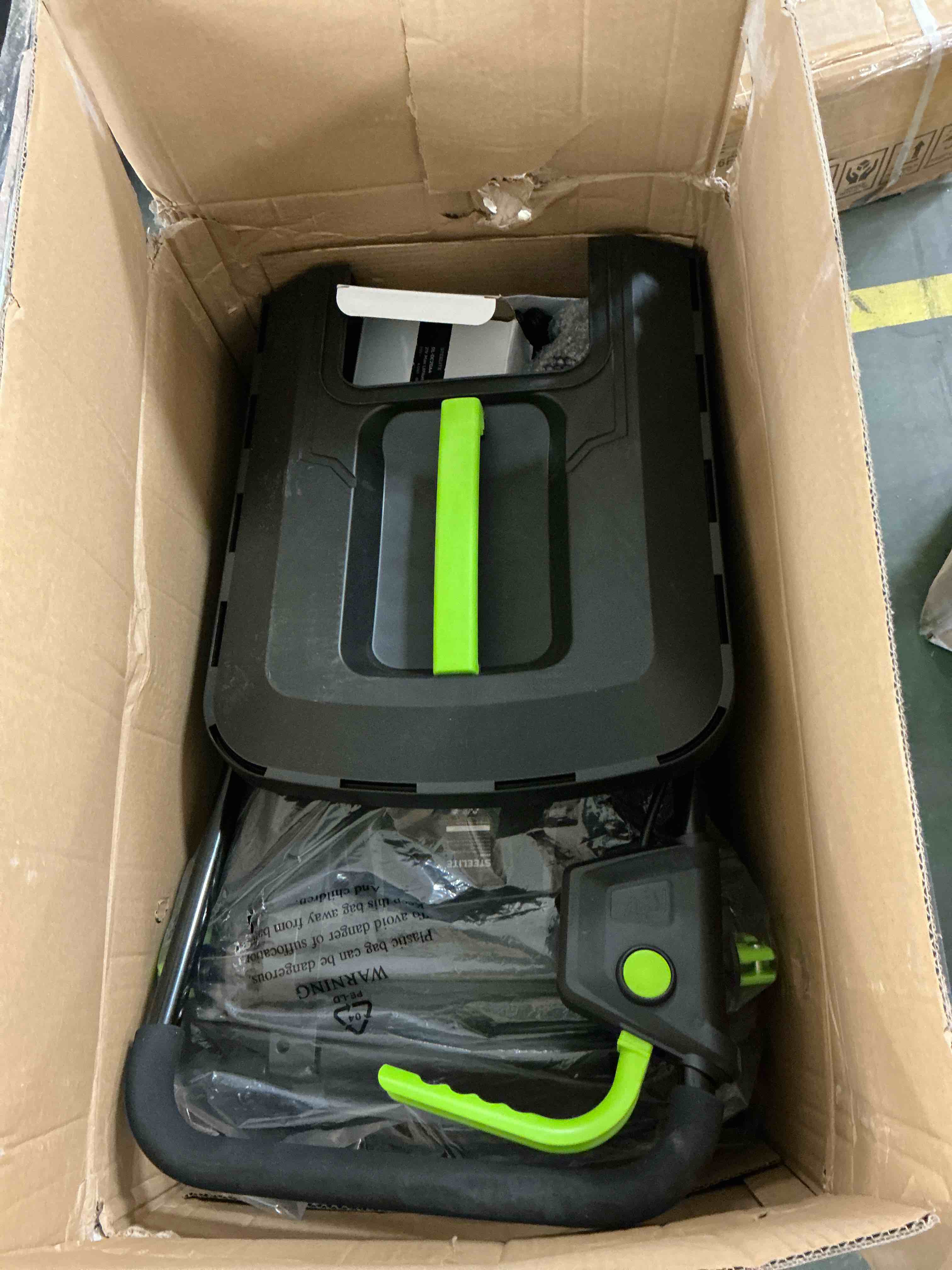 Condition photo showing Good Condition for steelite 13-inch cordless lawn mower, 21v electric lawn mowers with brushless motor for garden,5 heights adjustment, 4.0ah battery & charger included