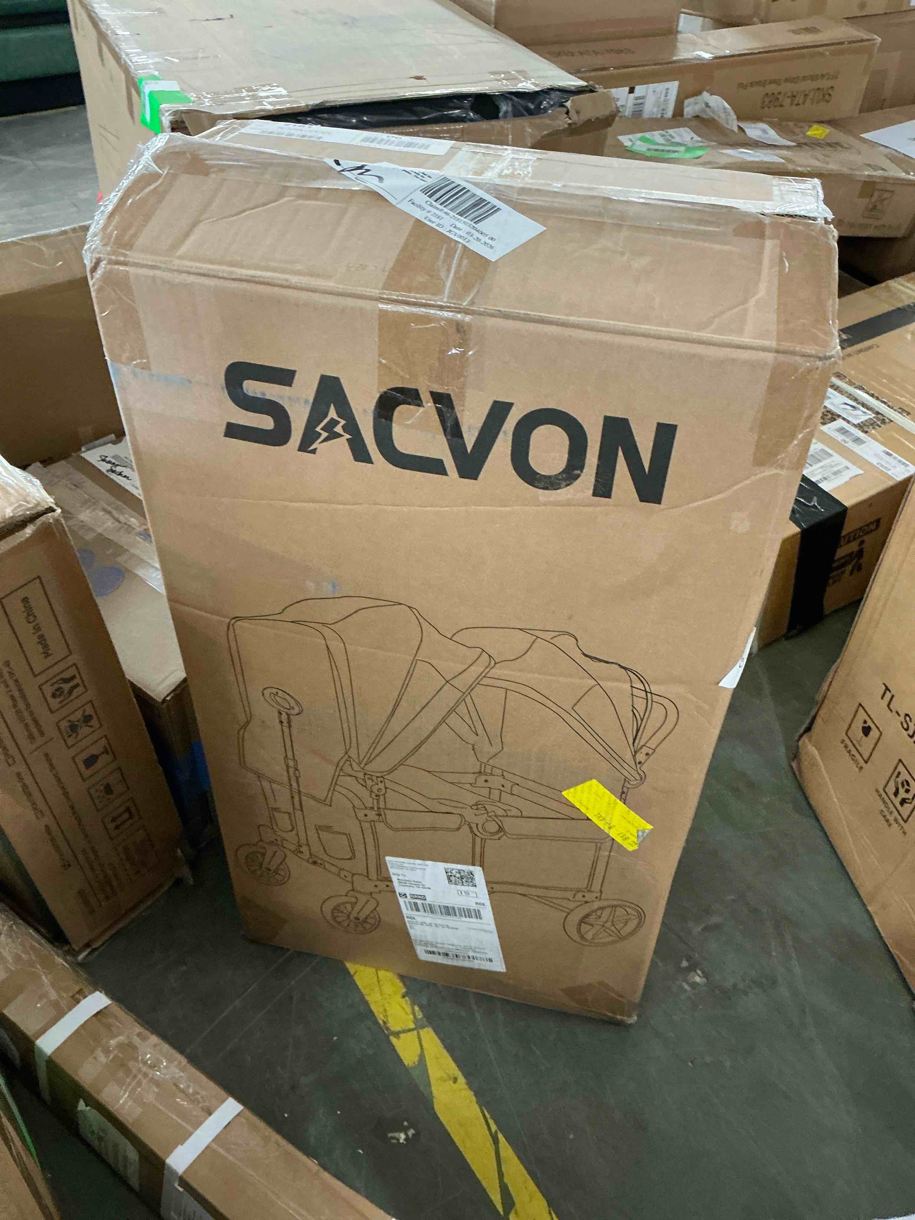 Condition photo showing New/Like New for sacvon baby stroller wagon for 2 kids with breathable canopy,parent organizer,removable seat,2 cup holders,gray