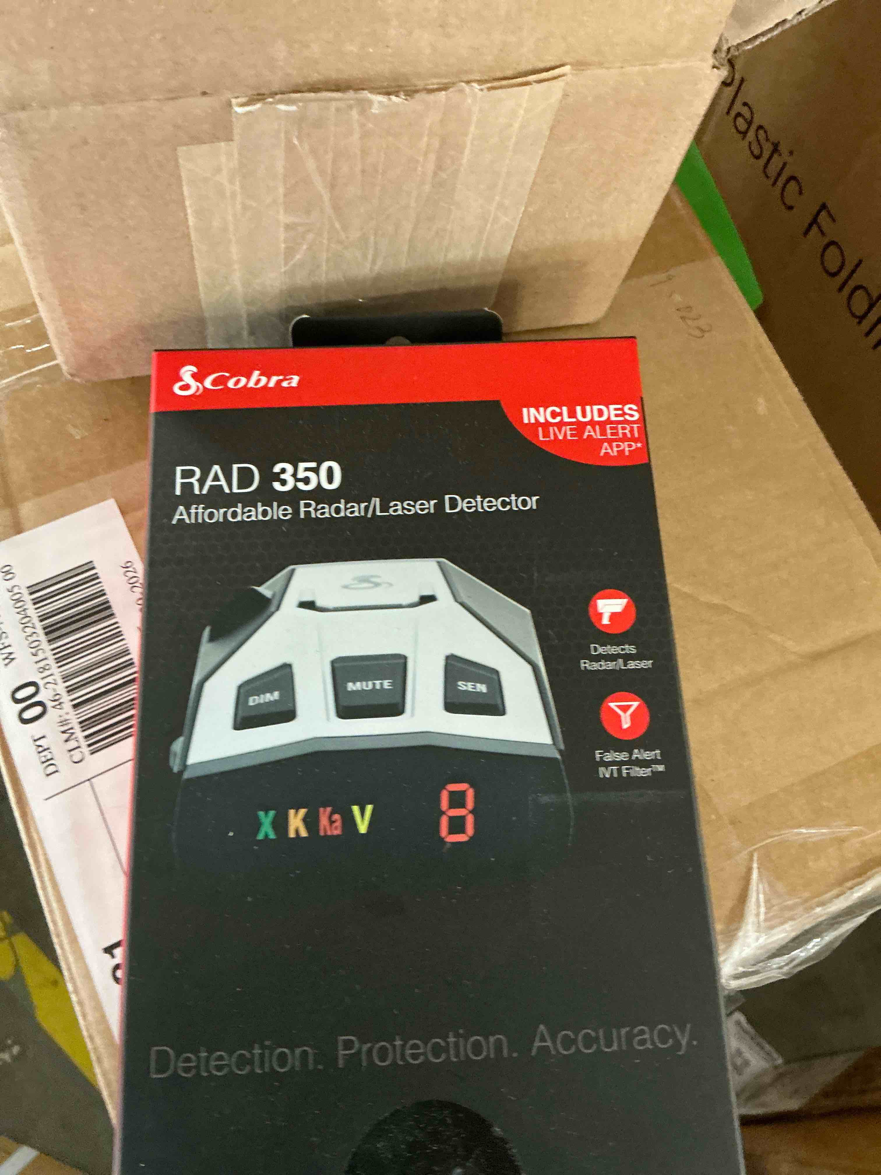 Condition photo showing New/Like New for cobra rad 350 laser radar detector - long range  false alert filter  oled display  front & rear detection