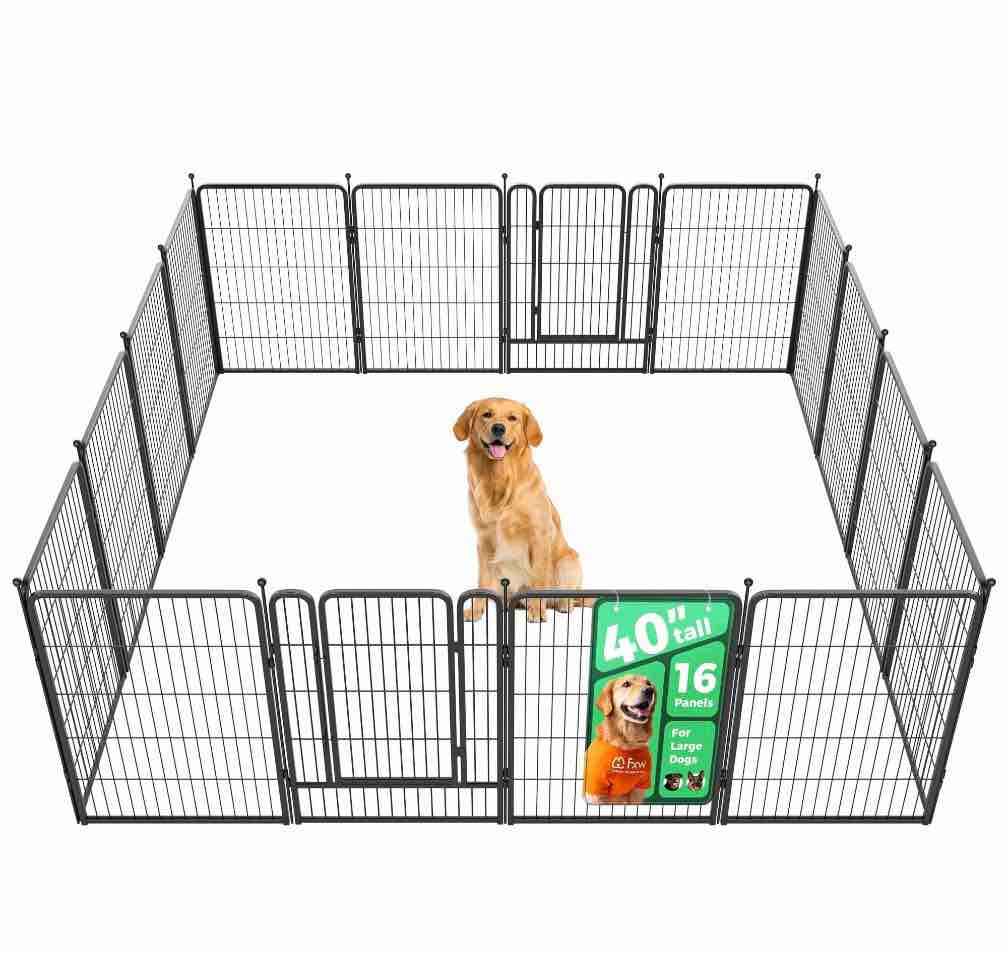 FXW Rollick Unleashed Dog Playpen for Indoor  Yard  RV Camping  40 inch 16 Panels for Medium and Large Dogs?Patented