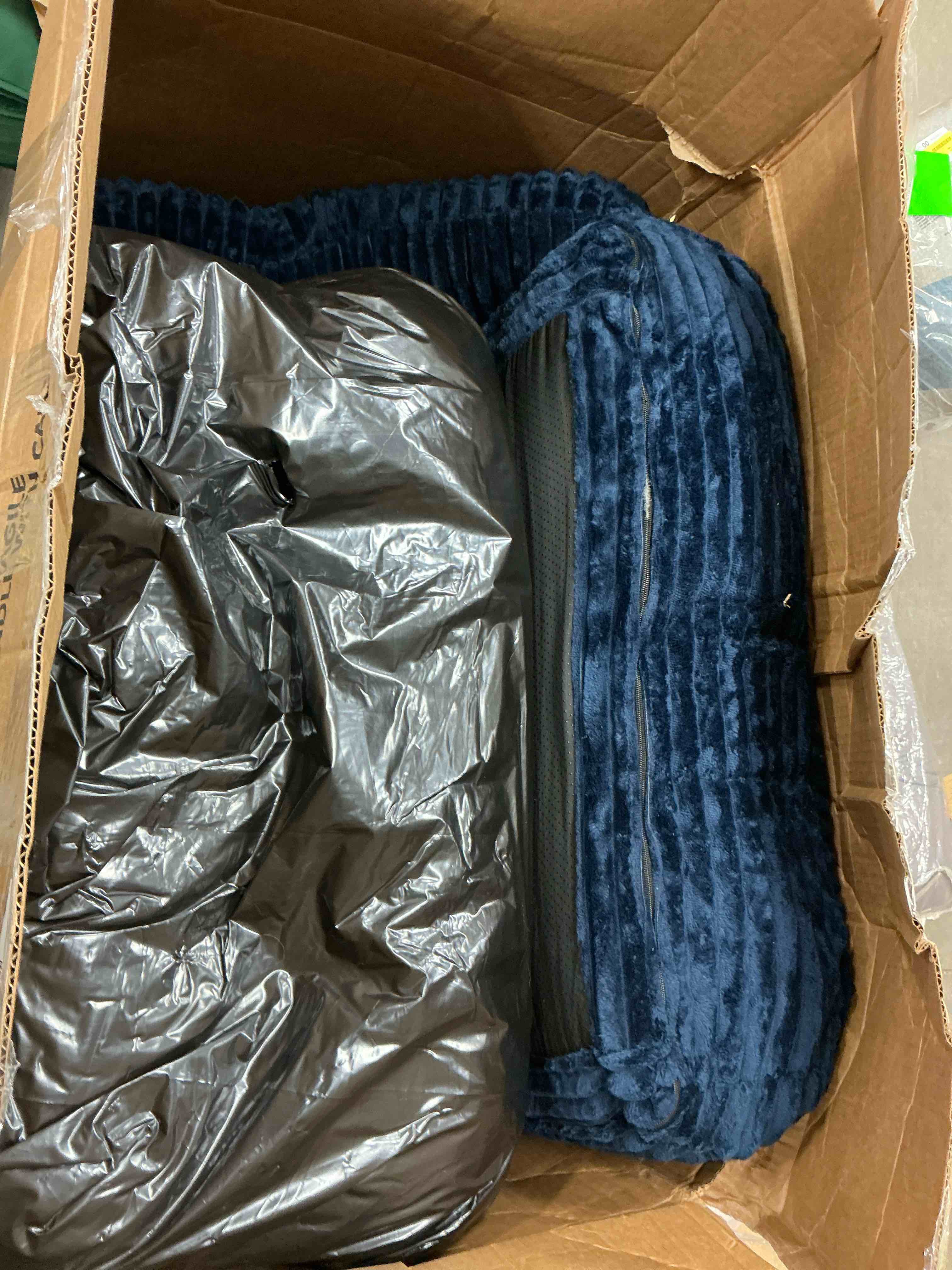 Condition photo showing Good Condition for neche single corduroy convertible sleeper sofa - folding, pillow included, back support, portable for living room & bedroom, navy