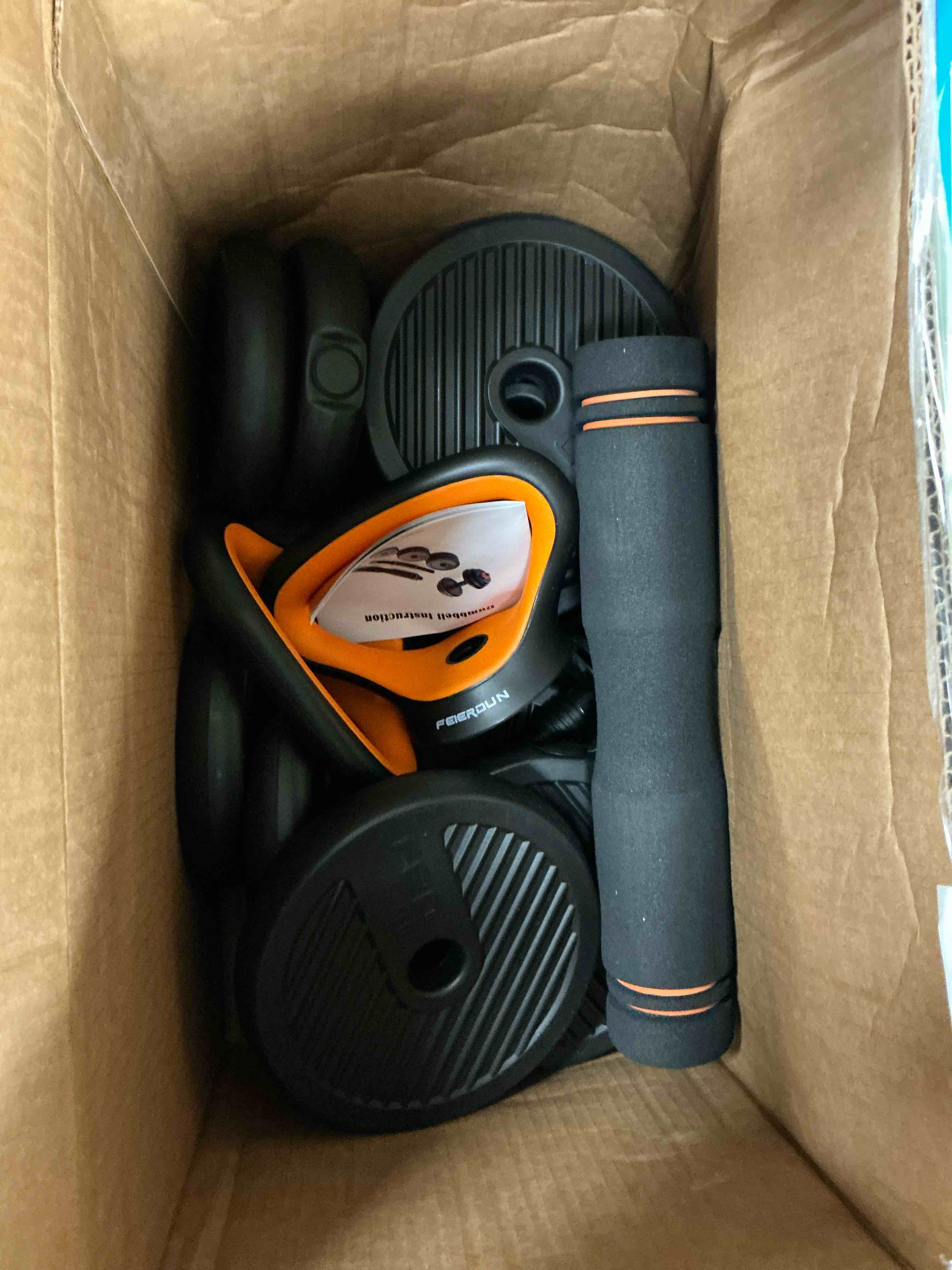 Condition photo showing Good Condition for upgo adjustable dumbbell set 50lb free weight set with connector bar 5 in 1 workout gear with dumbbell kettlebell barbell push up handle weight plate for home gym fitness exercise