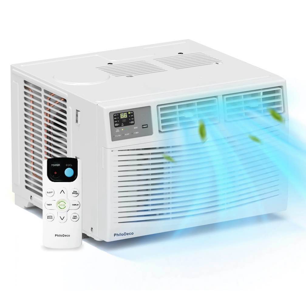 philodeco 14000 btu window air conditioner 700 sq ft. ac units intelligent , led diswplay screen, with remote control, can be used as a dehumidifier/fan, operates quietly, energy-saving. 24 timer