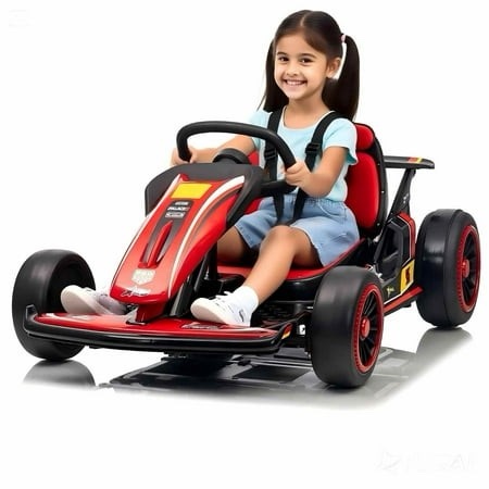 Mukidy 24V Go Kart Ride on Toys Electric Go Kart for Boys Girls Age 6-12 Years Old  Red