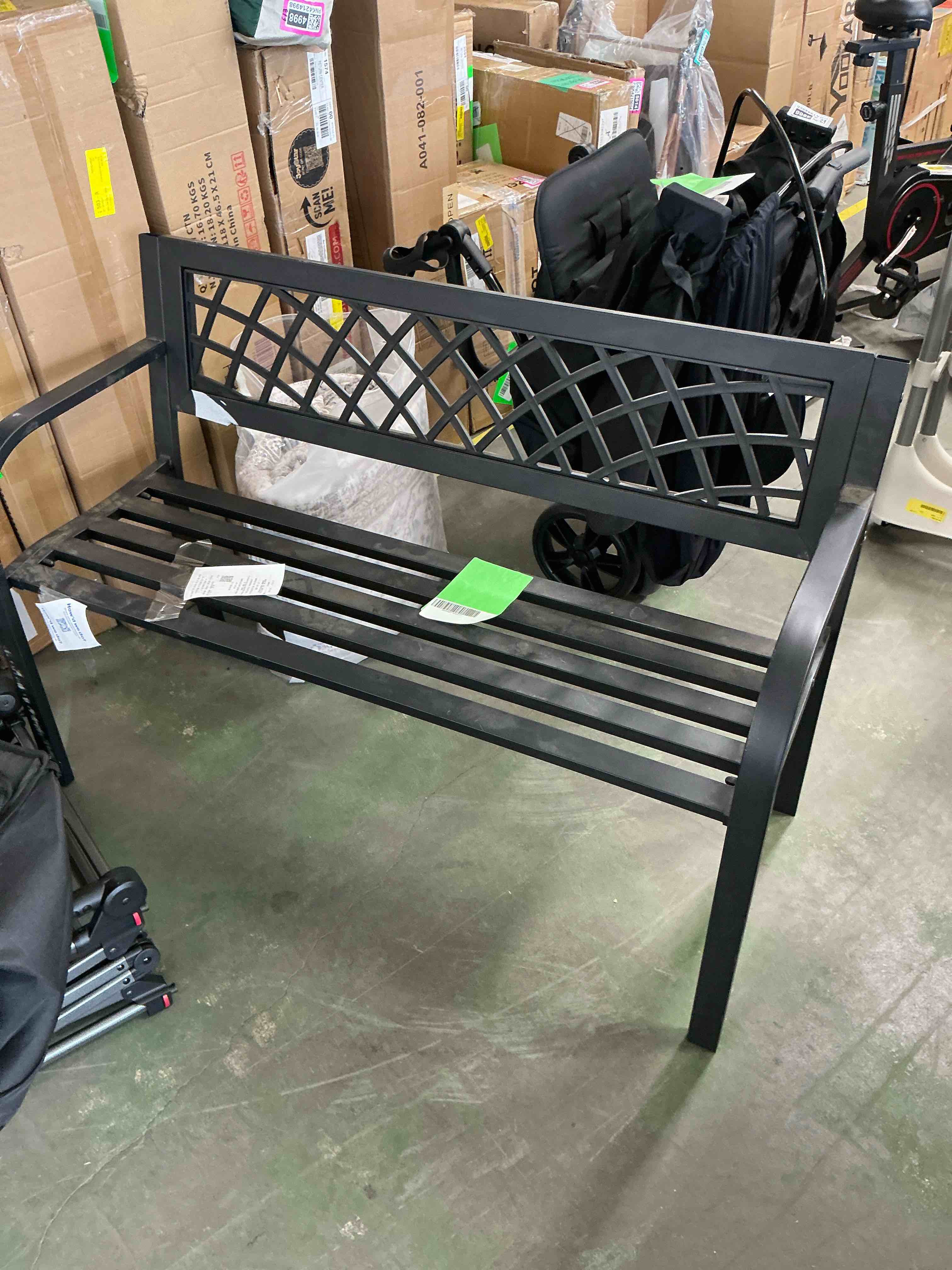 Condition photo showing Good Condition for fdw outdoor durable steel garden bench - black