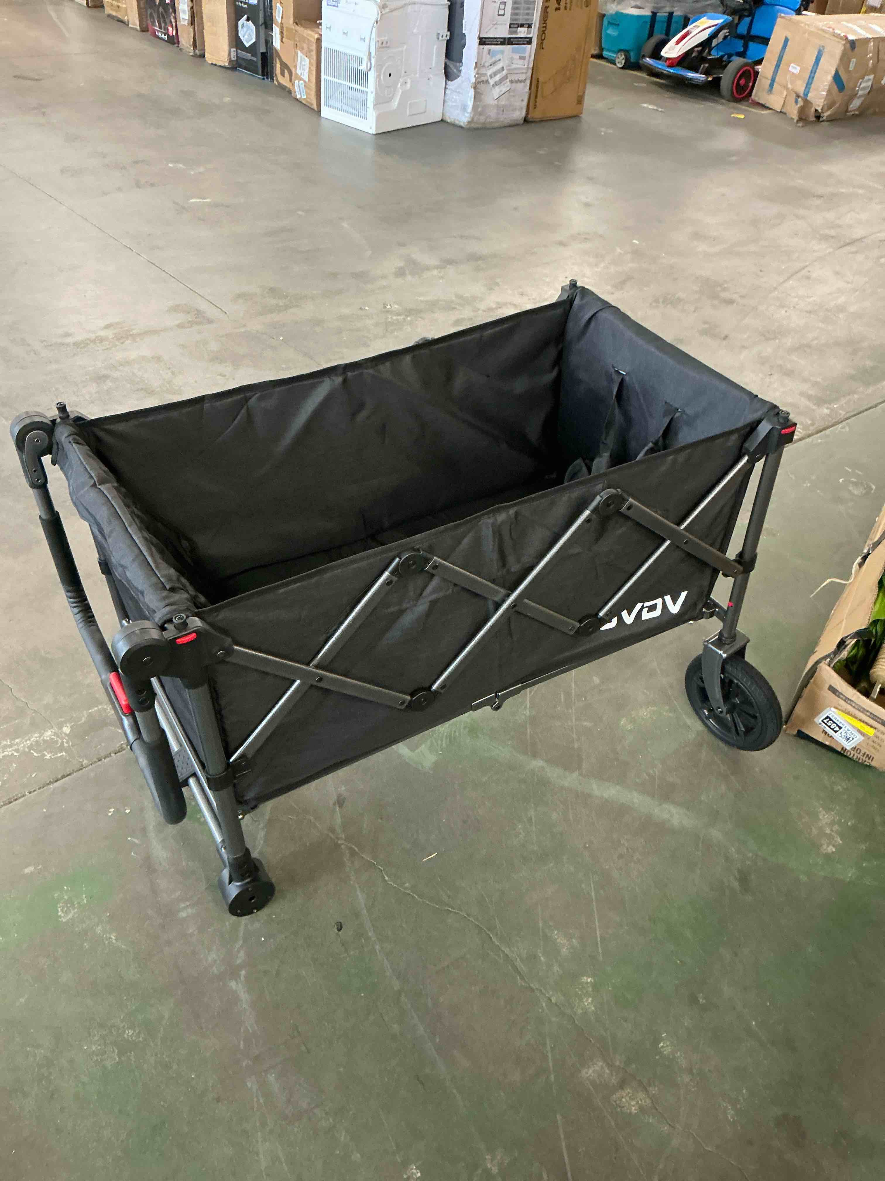 Condition photo showing As Is for gvdv stroller wagon for kids, 3-in-1 collapsible double stroller wagon for toddlers, all-terrain baby stroller with removable canopy, adjustable push/pull handles, 5-point harness, black