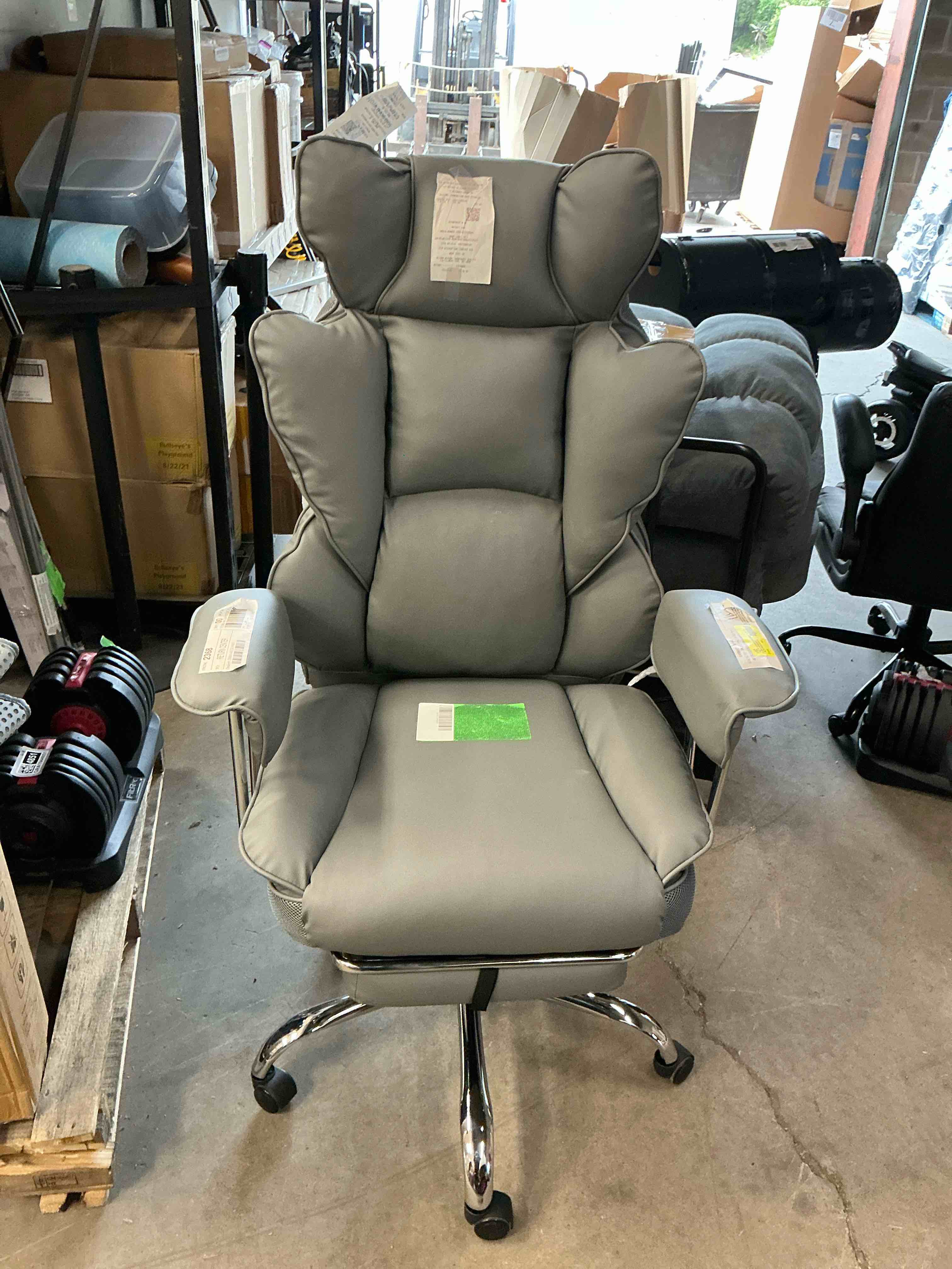 Condition photo showing Good Condition for premium ergonomic office chair for plus-size users, executive high-back leather seat with enhanced lumbar support and footrest for home & office