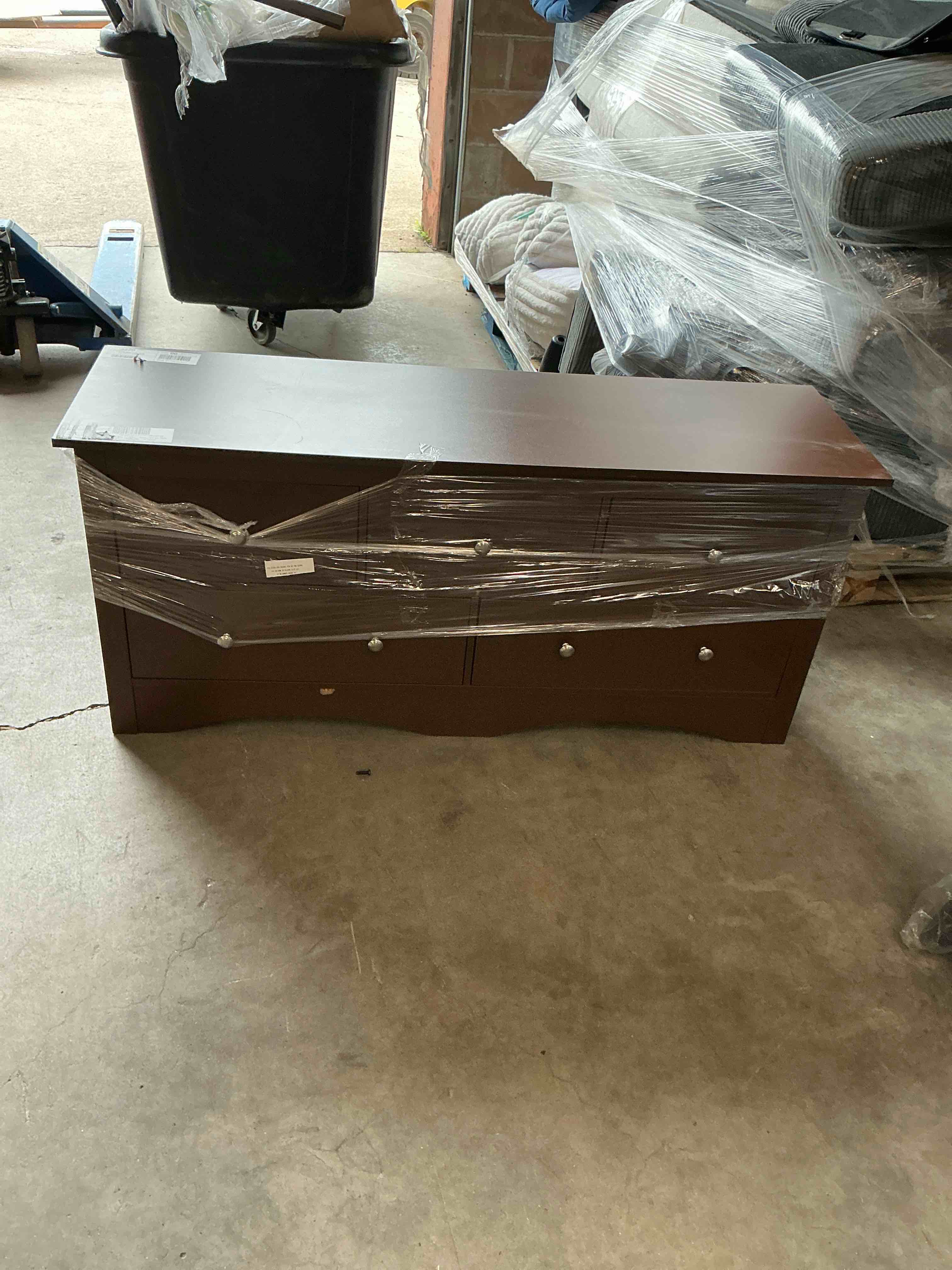 Condition photo showing Good Condition for furmax dresser for bedroom, 5 wood dresser, chest of drawers, for tv up to 65 inch, tv stand storage chest of drawers for hallway entryway (brown)