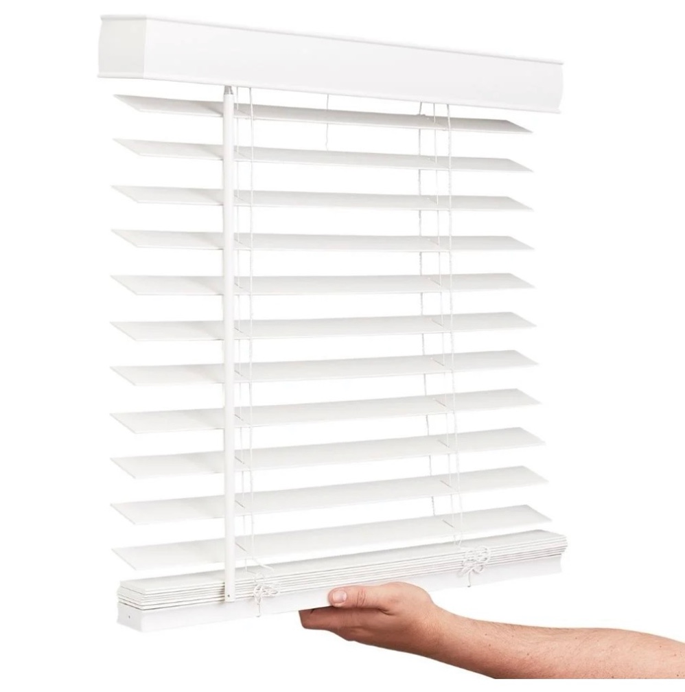 Lotus & Windoware Cordless 2" Faux Wood Room Darkening Horizontal Blind, Snow White
