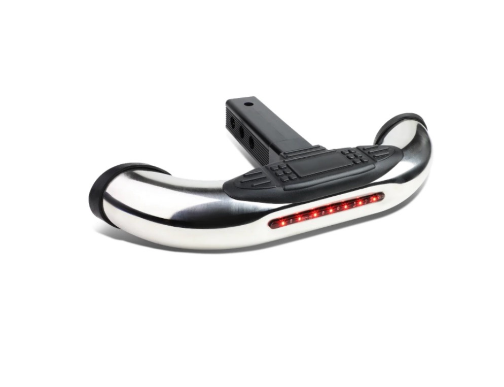 19  x 3.75  Pedal Class III Receiver Hitch Step Bar + Built in Red LED Light (Chrome)