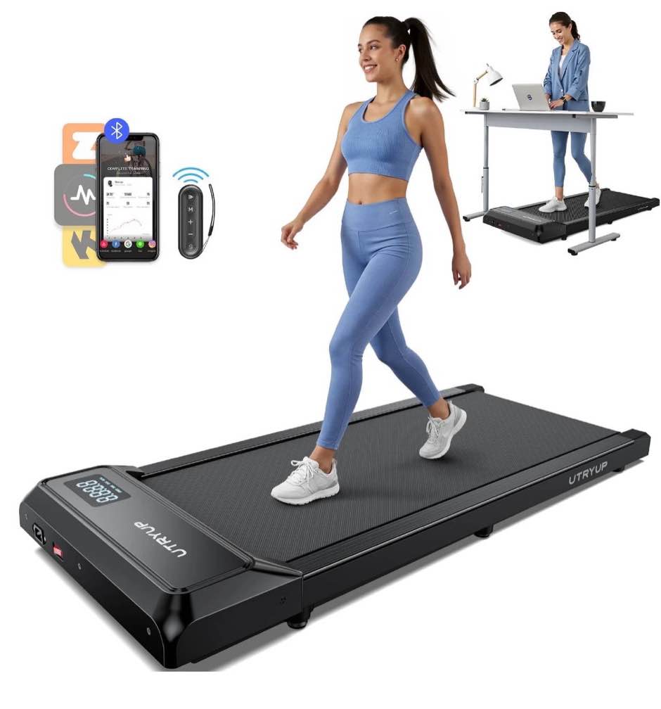 2.5 HP Walking Pad, Under Desk Exercise Treadmill with APP, Remote Control, LED Display, 1.0-4.0 MPH, Black