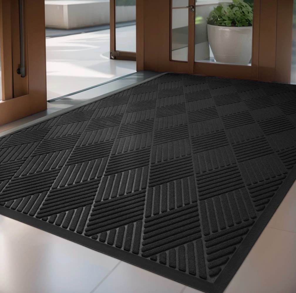 SIXHOME Outdoor Mat Non Slip Doormat 48 x71  Front Door Mat Outside Absorbent Rubber Welcome Mat Low Profile Dirt Trapper Indoor Outdoor Doormat Thicken Crosshatch Entryway Rug Floor Mat Gray